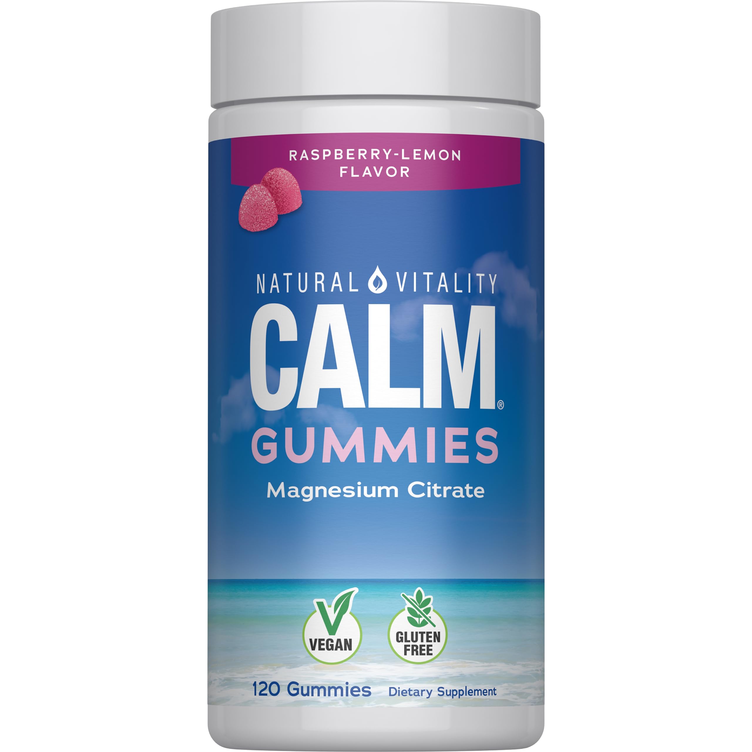 Natural Vitality Calm, Magnesium Citrate Supplement, Stress Relief Gummies, Supports a Healthy Response to Stress, Gluten Free
