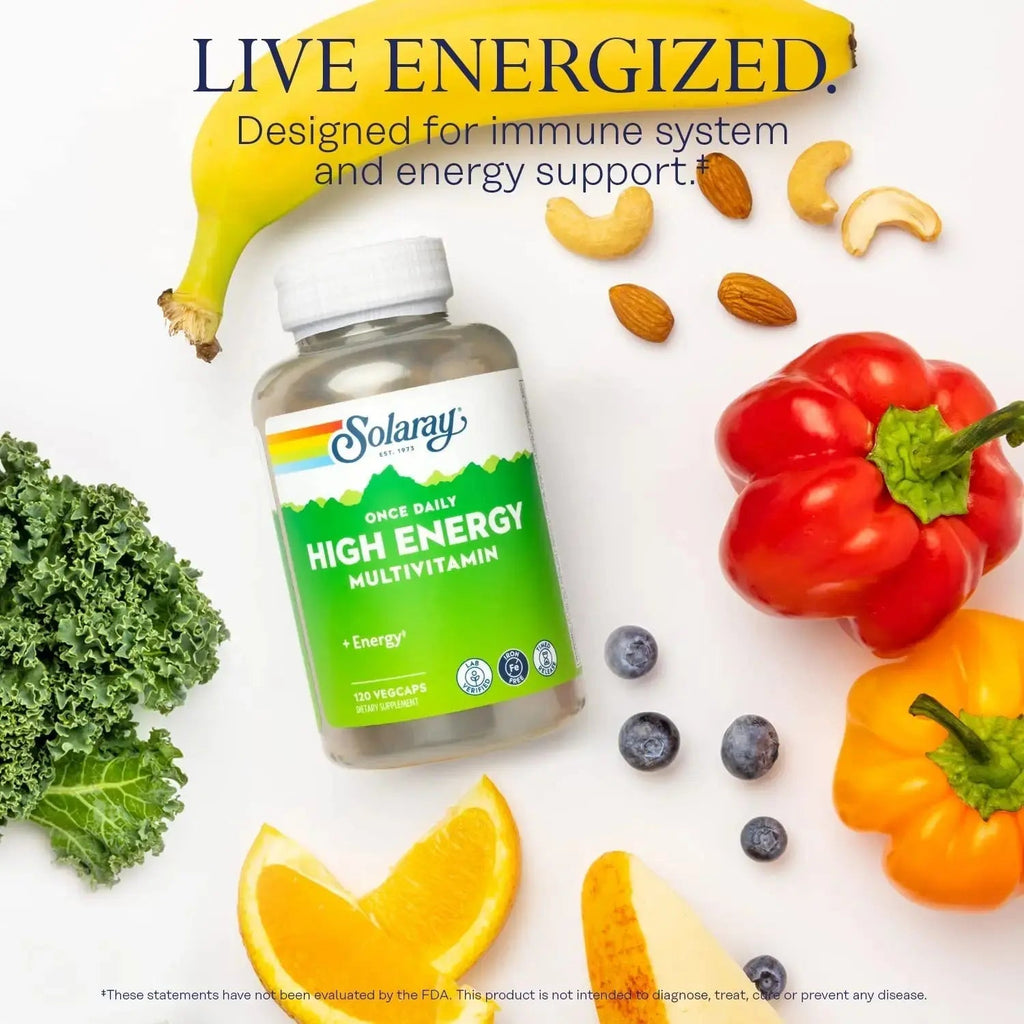 SOLARAY High Energy Multivitamin, No Iron, 1/Day, Timed-Release Formula, Whole Food & Herb Base 120 VegCaps SOLARAY Au supplements