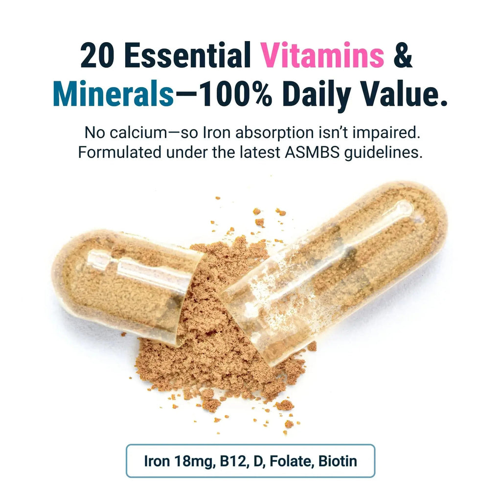 BariatricPal Multivitamin ONE 1 per Day! Bariatric Multivitamin Capsule with 18 mg of Iron | Easy to Swallow Capsule | BariatricPal Au supplements