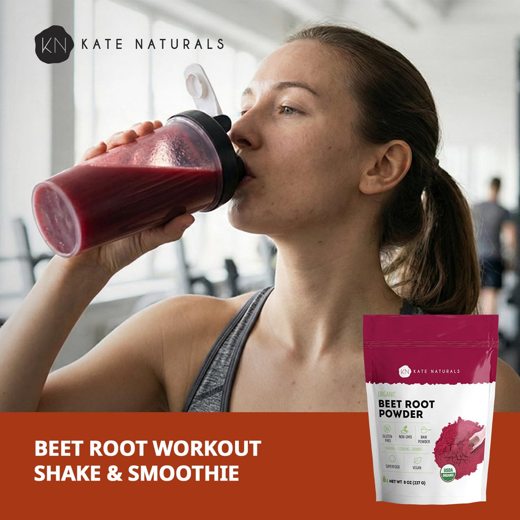 Kate Naturals Organic Beet Root Powder for Smoothies, Baking & Juice. Raw Beetroot Superfood & Natural Red Food Coloring