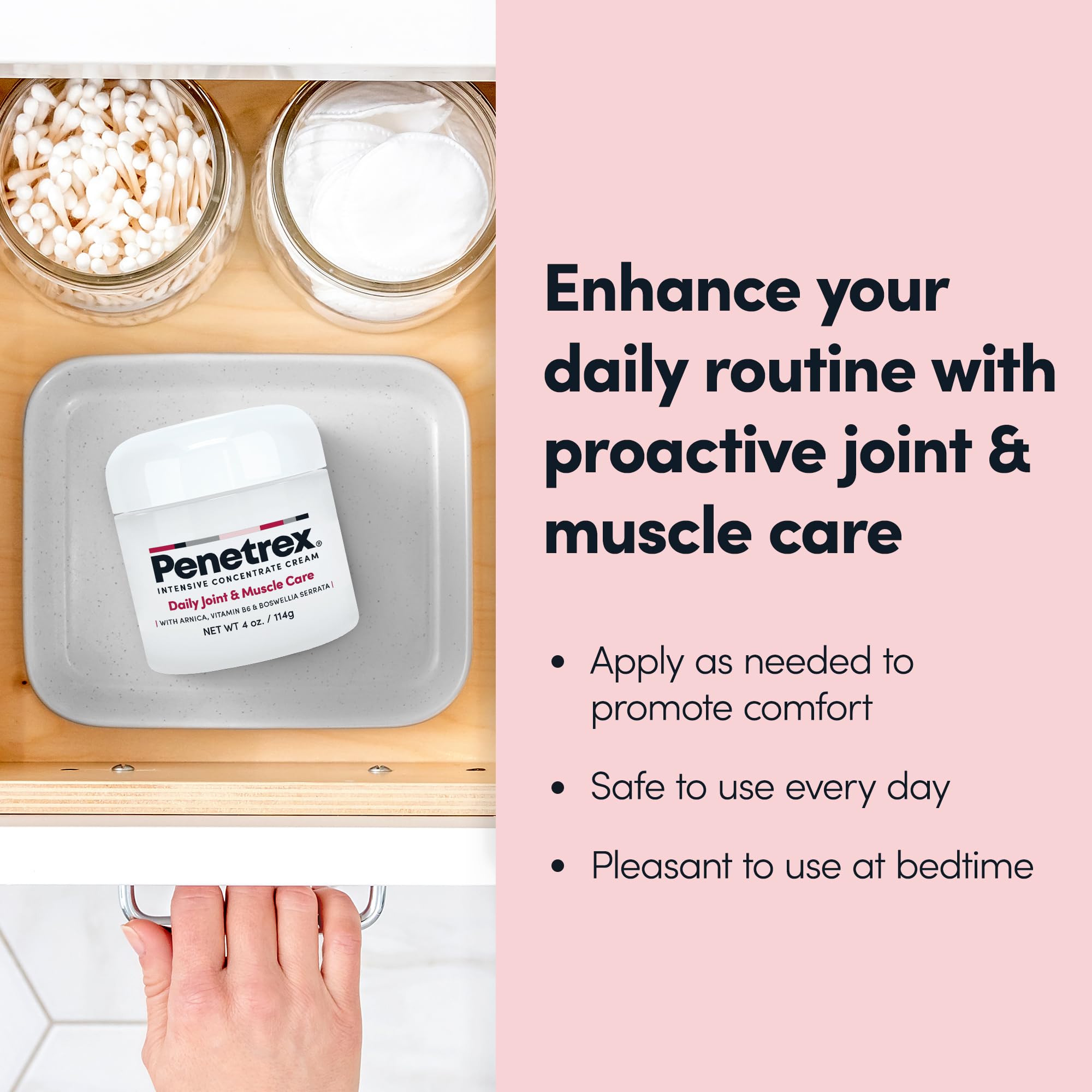 Penetrex Joint & Muscle Therapy - Soothing Comfort for Back, Neck, Hands, Feet - Premium Whole Body Rub with Arnica, Vitamin B6 MSM & Boswellia - Non-Greasy 4oz Cream Penetrex Au supplements