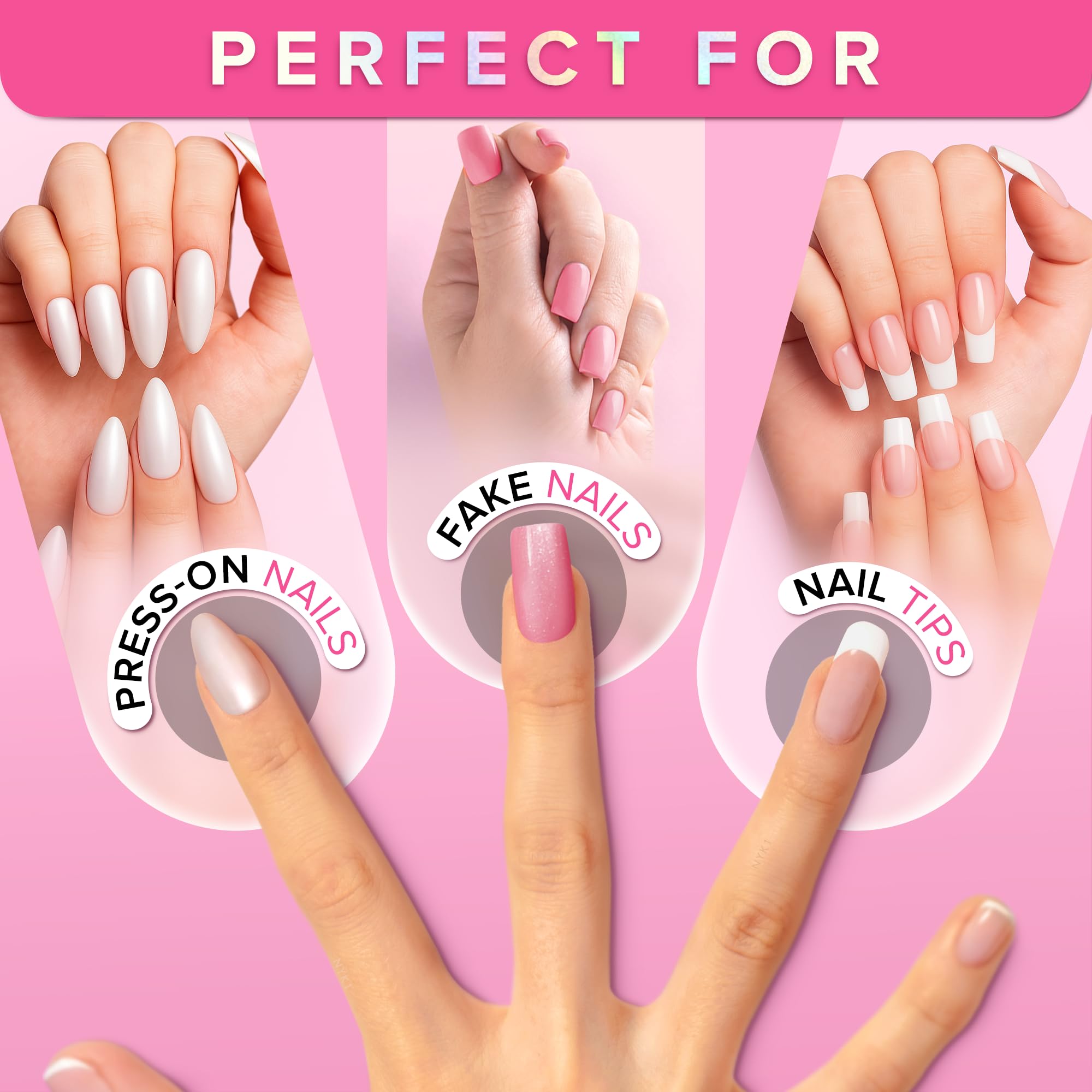 Super Strong Nail Glue for Press On Nails, Nail Tips & Acrylic Nails (8ml) NYK1 NailBond Brush