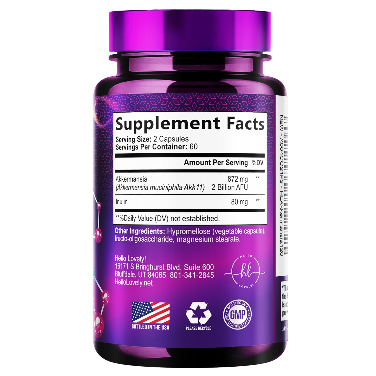 Akkermansia Probiotic - 2 Billion AFU per Serving - Best Strain for GLP-1 Production Support with Prebiotic Fiber for Natural Digestive & Gut Health