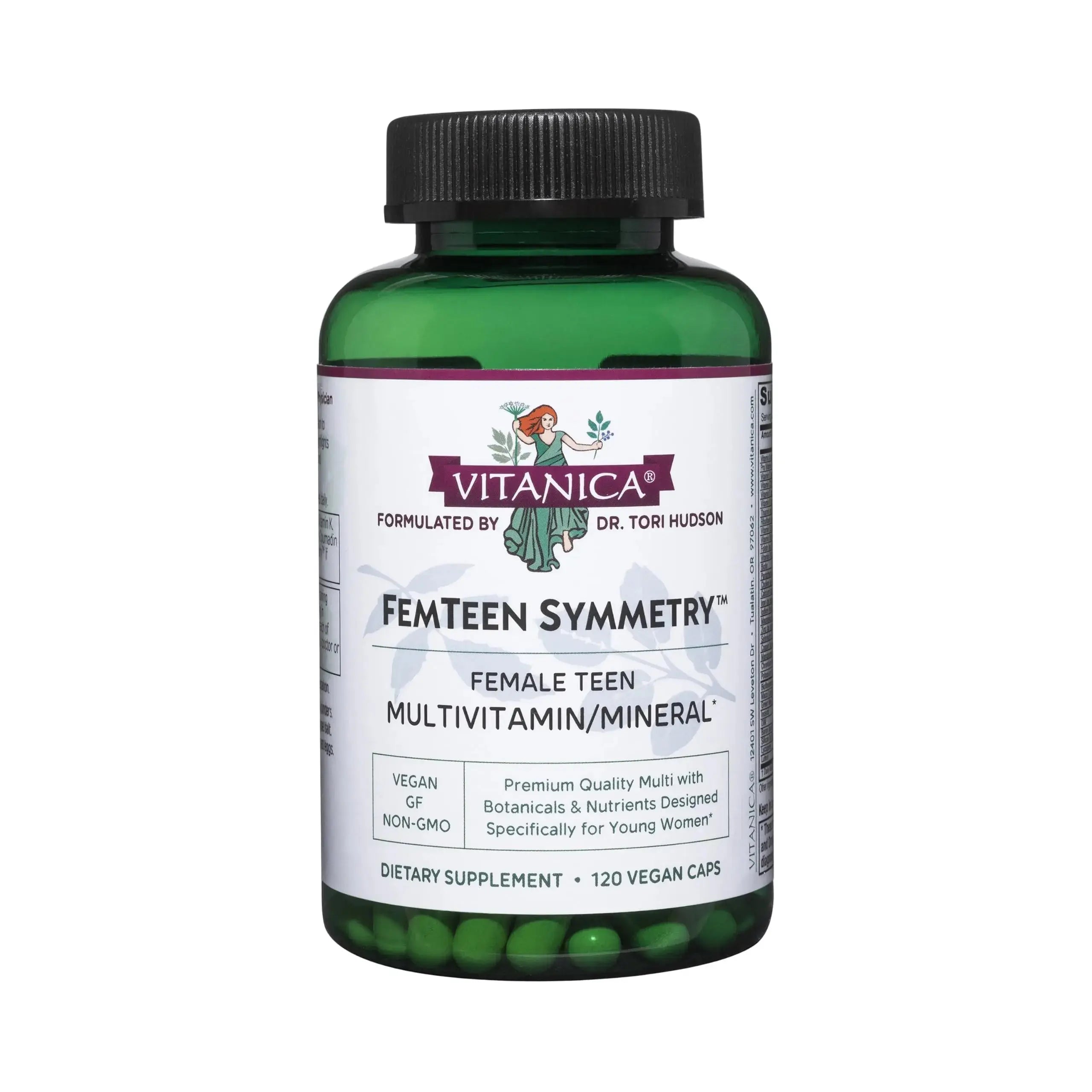Vitanica FemTeen Symmetry, Vitamins for Teens Daily Multivitamin, Vegan, 120 Capsules Vitanica Au supplements