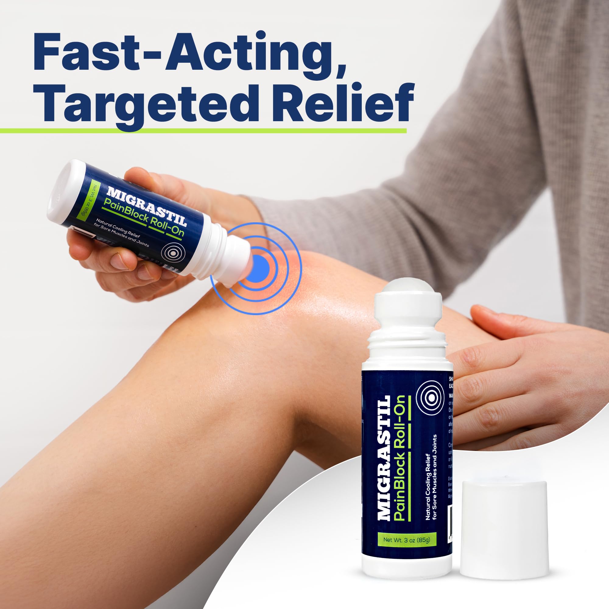 Basic Vigor Migrastil PainBlock Roll-On, 3 oz - Topical Roll-On for Muscle Aches, Cramps, Joint & Nerve Discomfort. Works Great on Shoulders, Neck, Feet, Knees, Legs, Back, Elbows, HIPS, Etc. Basic Vigor Au supplements