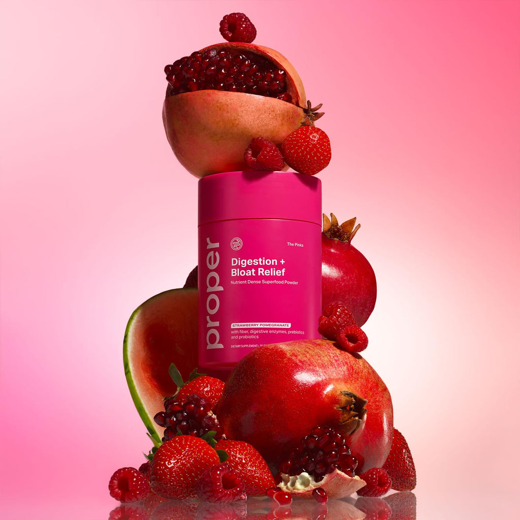 Proper, The Pinks Digestion and Bloat Relief. Drink Mix with Gut Health Probiotics, Prebiotics, Beet Root & Enzymes for Digestive Support. Bloating and Microbiome