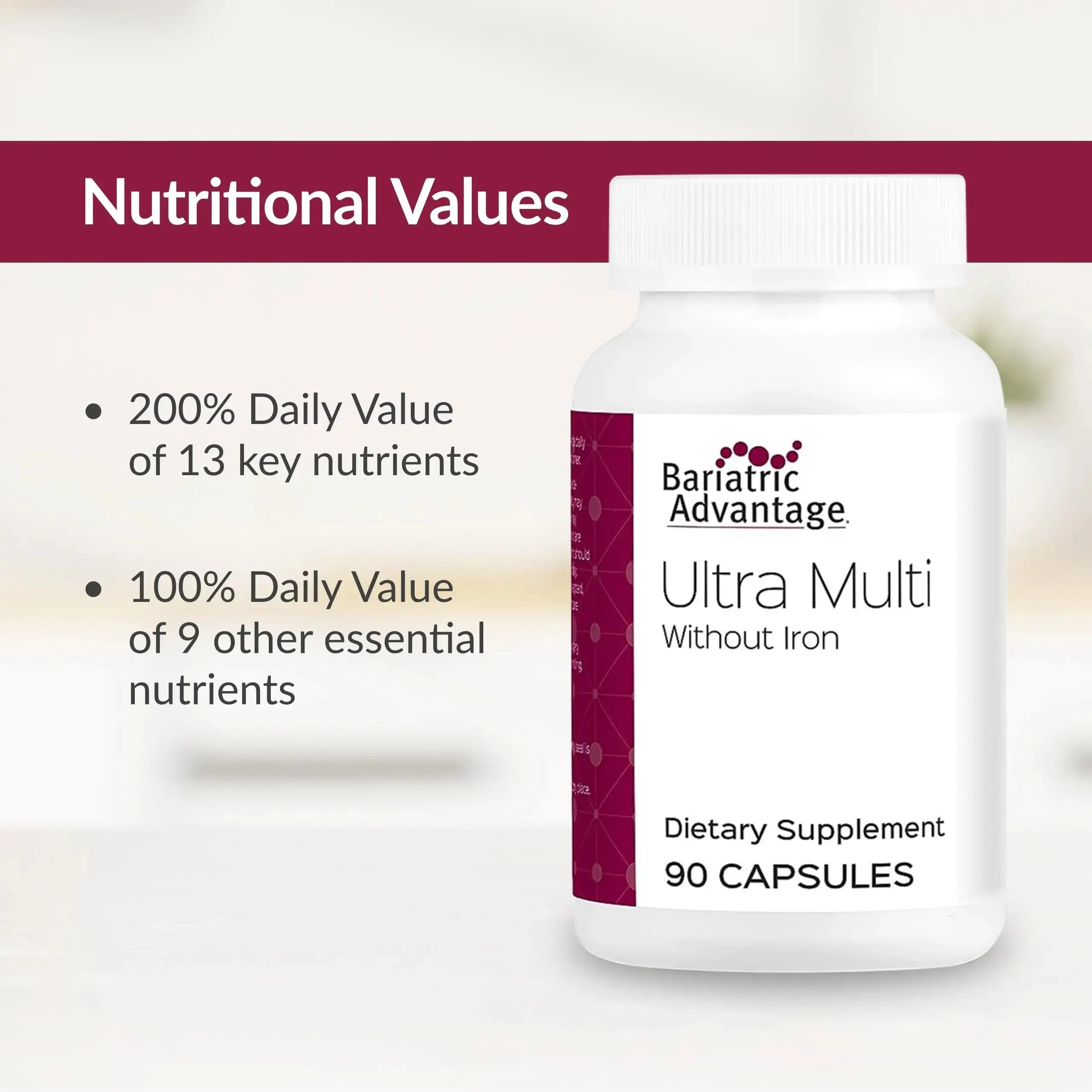 Bariatric Advantage Ultra Multi Without Iron, High Potency Daily Multivitamin for Bariatric Surgery Patients Bariatric Advantage Au supplements