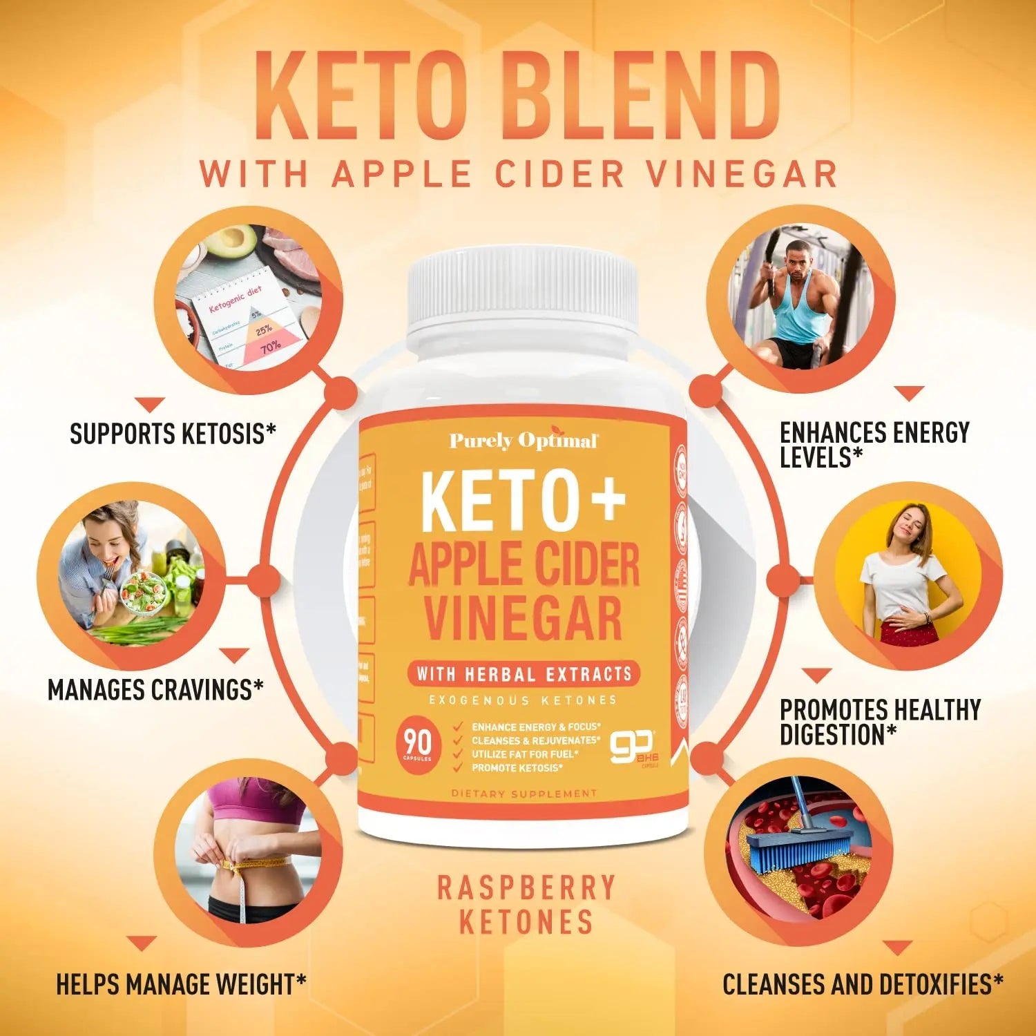 Purely Optimal Premium Keto+Apple Cider Vinegar Pills - Promote Ketosis, Boost Energy Purely Optimal Au supplements