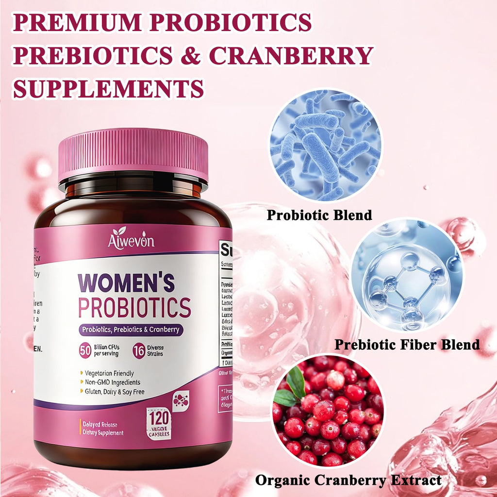 Women Probiotics 50 Billion CFU: Probiotics for Women with Prebiotics & Cranberry, 16 Strain Probiotic Supplement for Digestive Gut Health, Vaginal & Urinary Tract Support