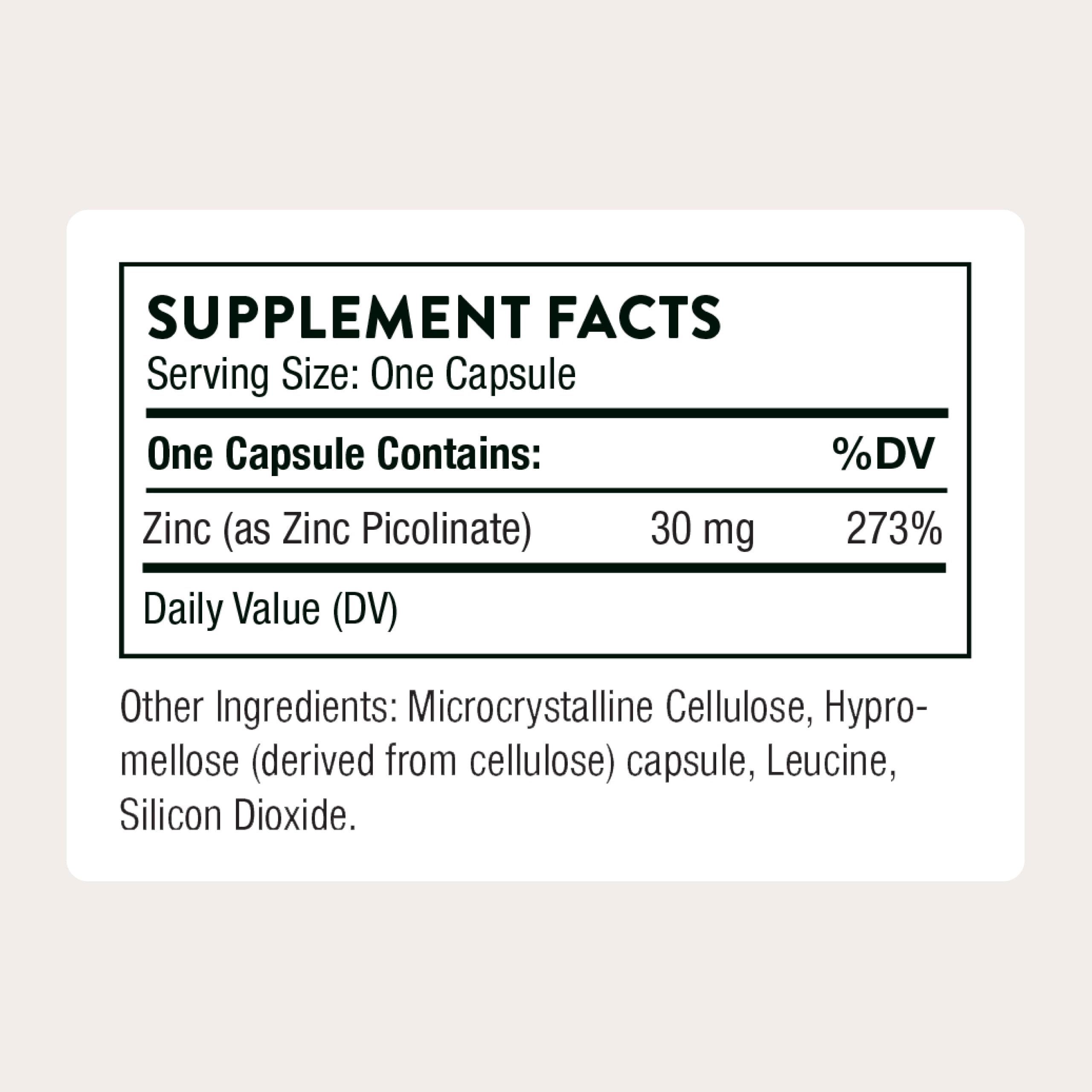 Thorne Research - Zinc Picolinate 30 mg - Well-Absorbed Zinc Supplement for Growth and Immune Function - 180 Capsules THORNE Au supplements