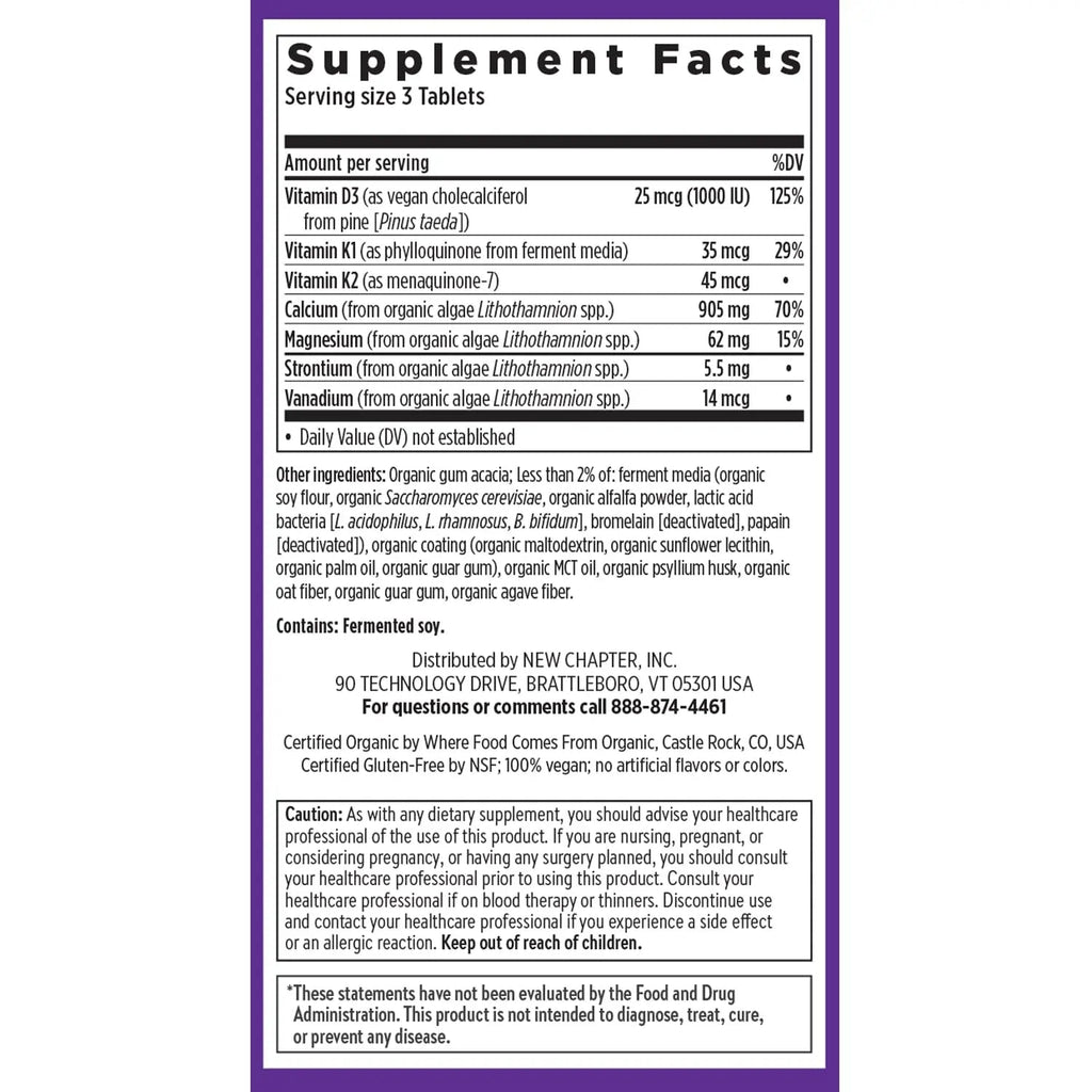 New Chapter Calcium Supplement - Bone Strength Plant-Based USDA Organic Calcium with Magnesium, Vitamin D3+K2, for Bone Health & Joint Mobility, Heart Support New Chapter Au supplements