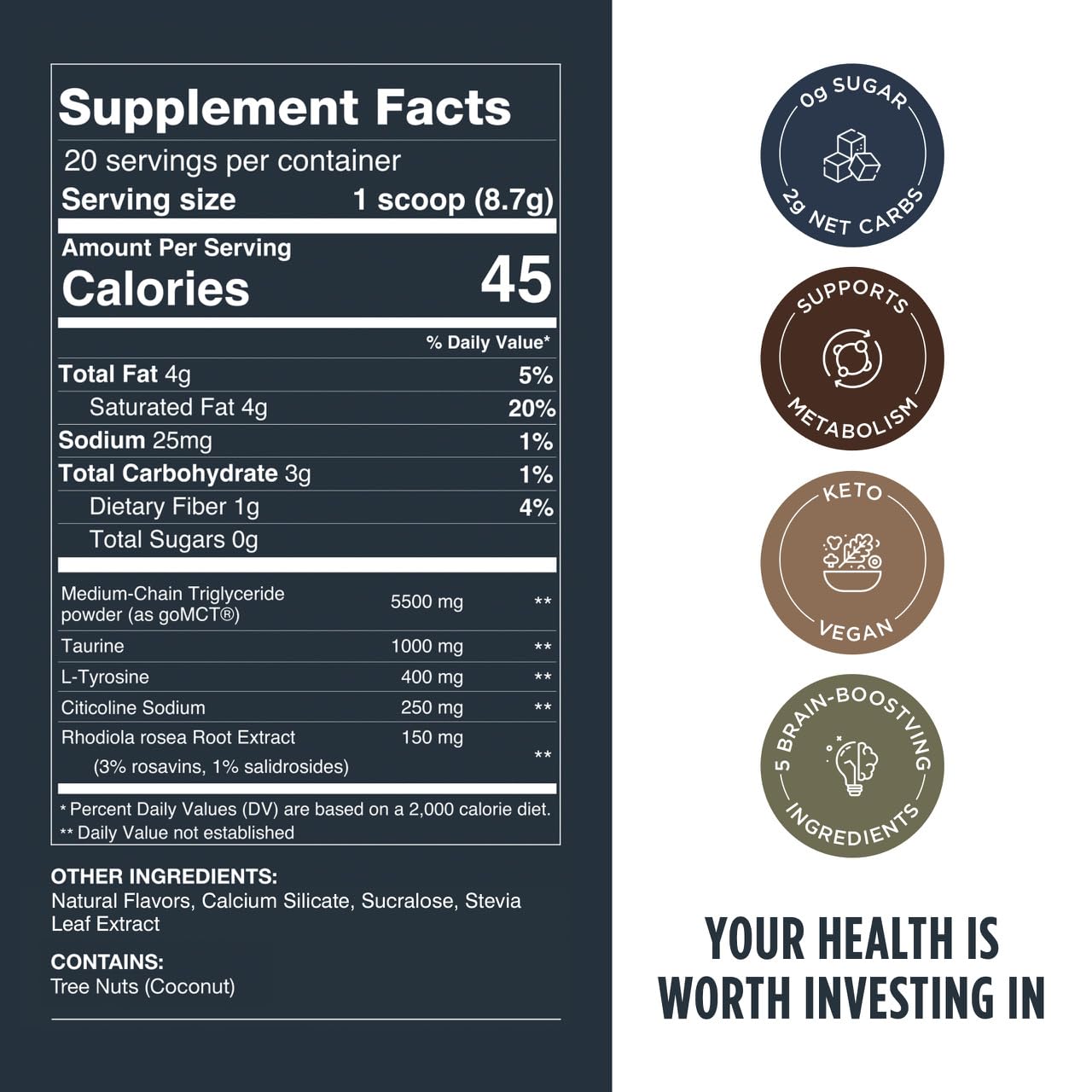 LIFESTACKS Focus Coffee Creamer for Energy & Clarity - MCT Powder + Nootropics + Adaptogens - Boost Productivity Without Jitters or Crash - Keto, Vegan, 0 Sugar - with Taurine, L-Tyrosine, Rhodiola LIFESTACKS Au supplements