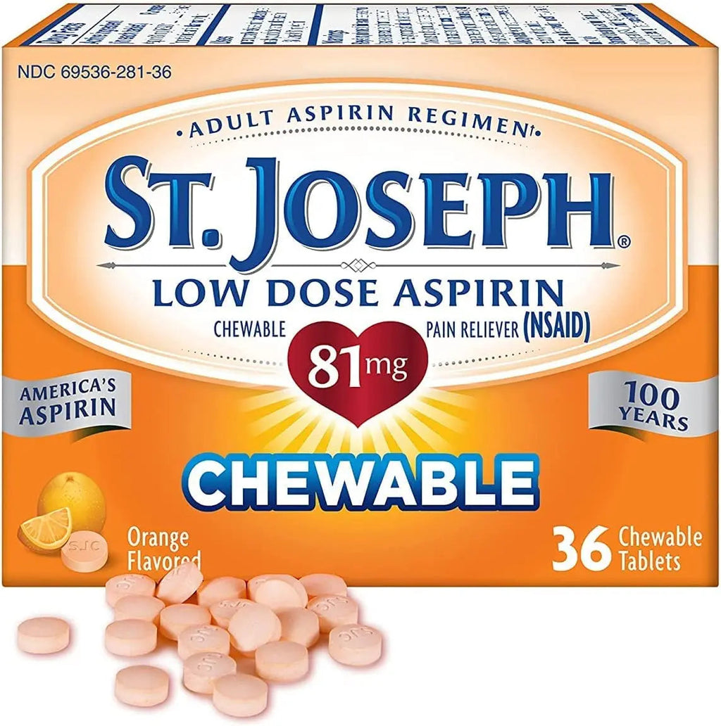St. Joseph St. Joseph Aspirin Chewable Orange, Orange 36 tabs 81 mg(Pack of 3) St. Joseph Au supplements