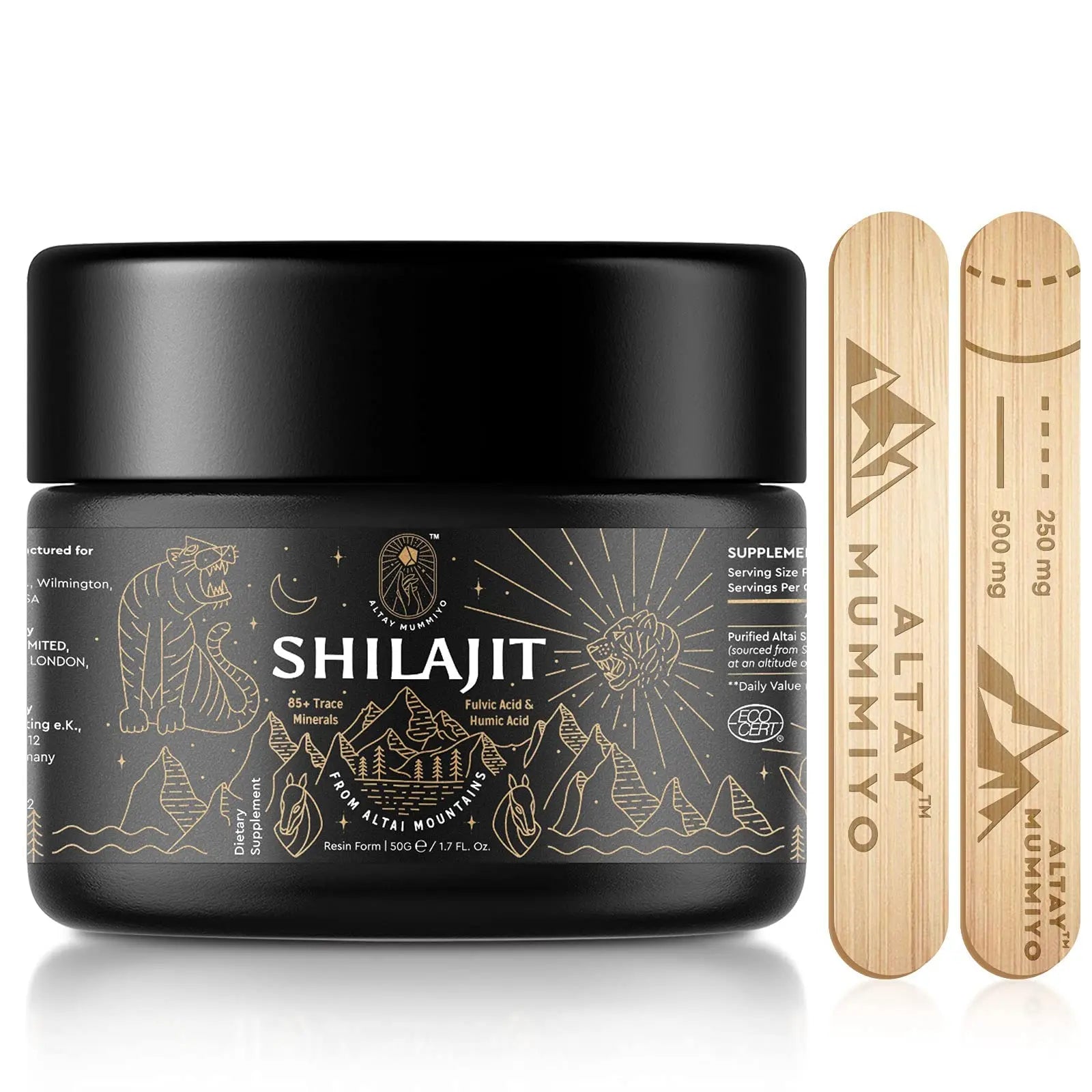 Shilajit Resin with Fulvic Acid & Trace Minerals, Original Siberian Pure Shilajit with 85+ Humic ALTAY MUMMIYO Au supplements