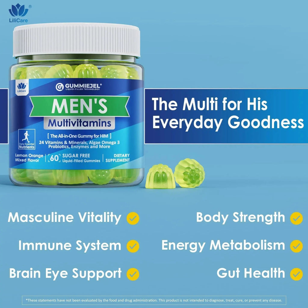 Mens Multivitamins Gummies, Methylated Multivitamin for Men, B Complex, Minerals, Vegan Omega 3, Probiotic, Enzyme LILICARE Au supplements