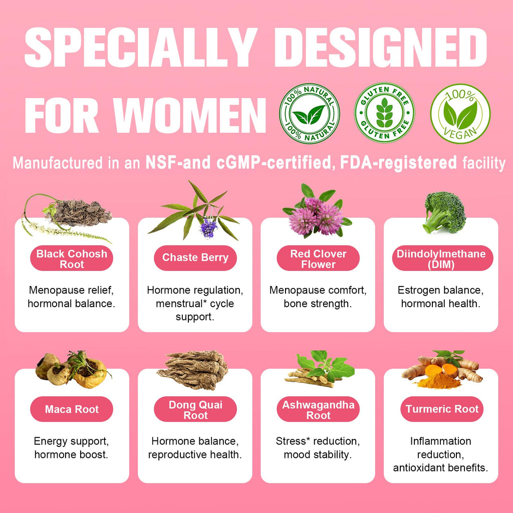 40-in-1 Menopause Supplements for Women, Multibenefit & Complete Black Cohosh for Hot Flashes, Night Sweats & Hormone Balance, w/ Probiotics, DIM, Vitex, Dong Quai, Red Clover and More, 120 Vegan Caps Totaria Au supplements
