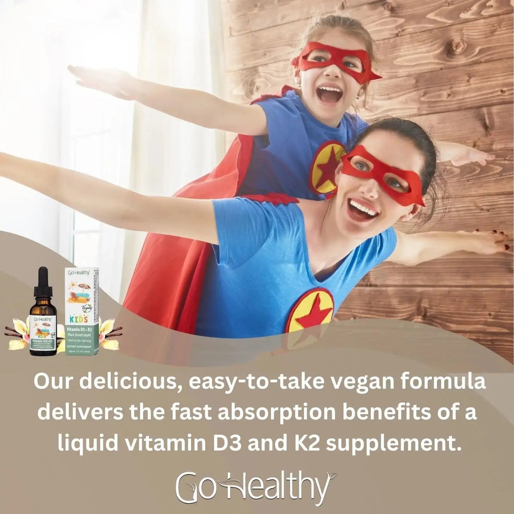 Go Healthy Kids Vitamins D3 K2 (MK-7), Child Vitamin D, Liquid Vegan D3 K2 Drops for Kids Go Healthy Natural Au supplements