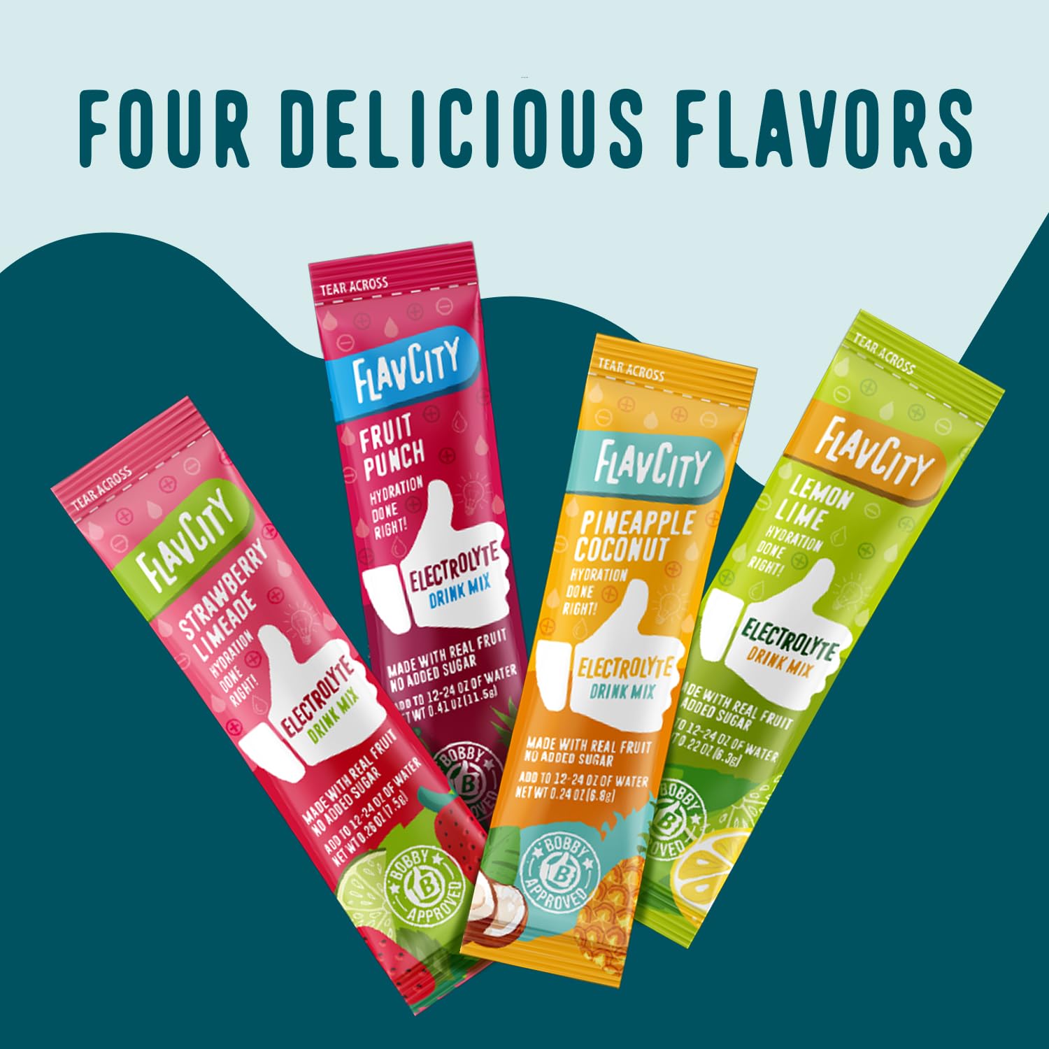 FlavCity Electrolytes Powder Packets - 28 Hydration Packets, Variety Pack - No Added Sugar - Hydration Powder with Real Fruit & Unrefined Sea Salt