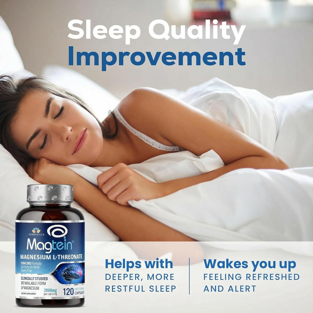 Magnesium L Threonate, Magtein, Brain Supplement for Memory, Focus, Sleep and Cognitive Support, High Absorption Magnesium L-Threonate, Non-GMO