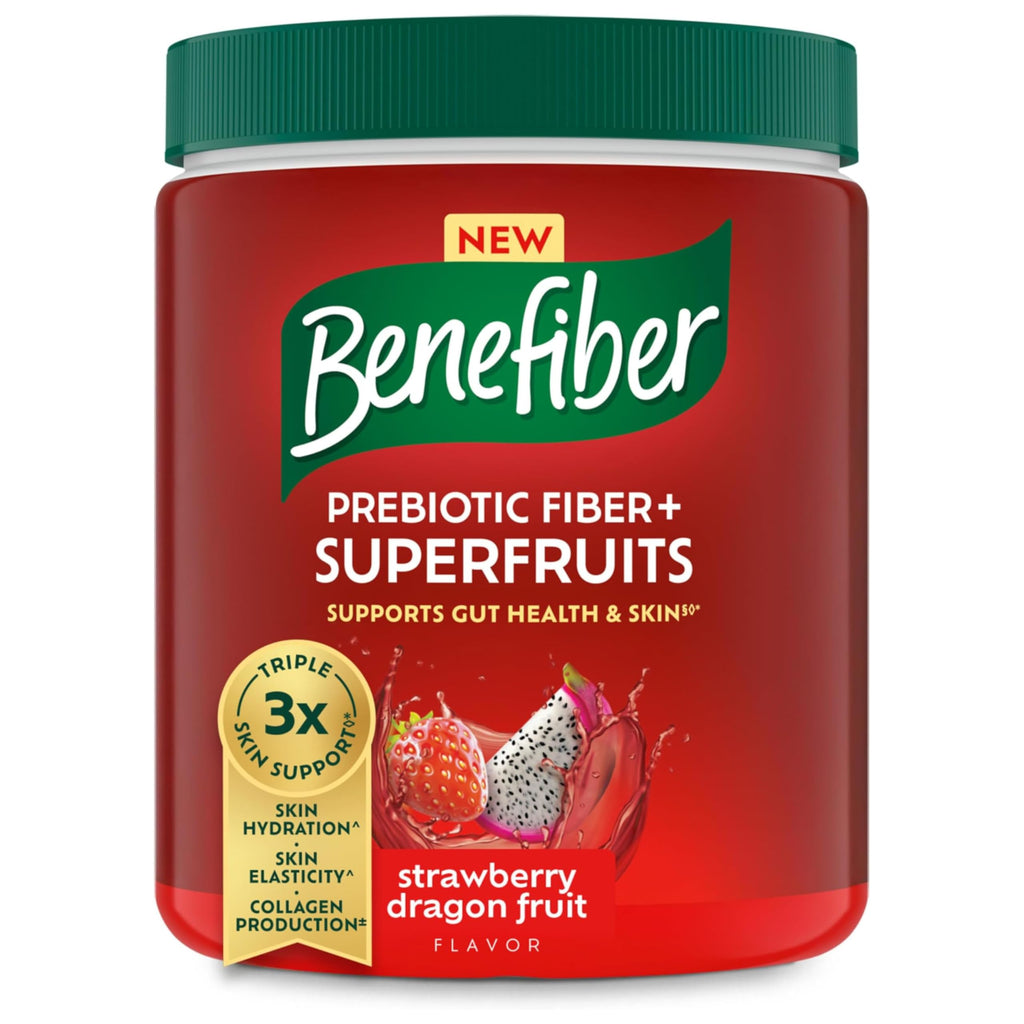 Benefiber Prebiotic GLP-1 Friendly Fiber + Superfruits Dietary Supplement, Strawberry Dragon Fruit Flavor, 8.8 oz (250g)