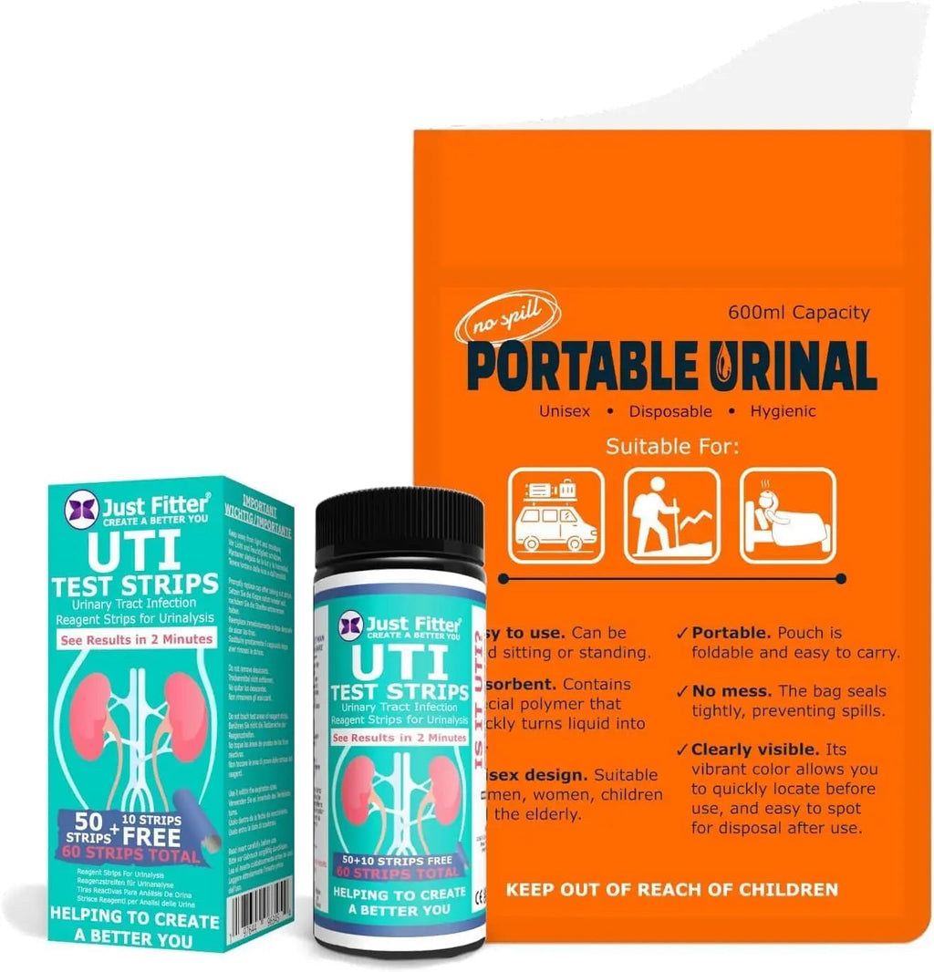 UTI Kit – UTI Test Strips with Emergency Urination Support Bags, 60 Urinary Tract Infection Test Strips with 6 Portable Disposable Urine Bags, Home Urinalysis Test for Leukocytes & Nitrites Just Fitter Au supplements