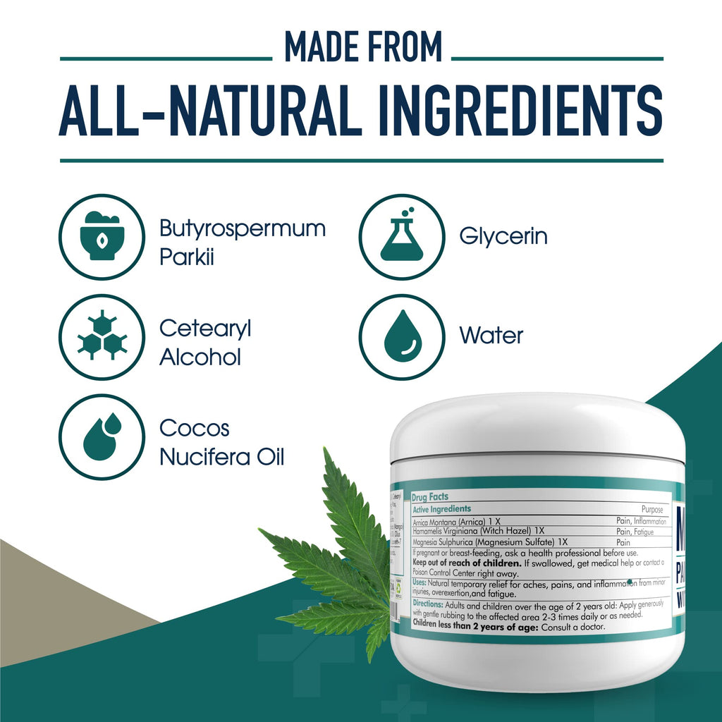 MARS WELLNESS MG+ Hemp Pain Cream (4 oz) - Maximum Strength Arnica & Magnesium Cream for Sore Legs, Joints & Muscle Cramps - Unisex Adults MARS WELLNESS Au supplements
