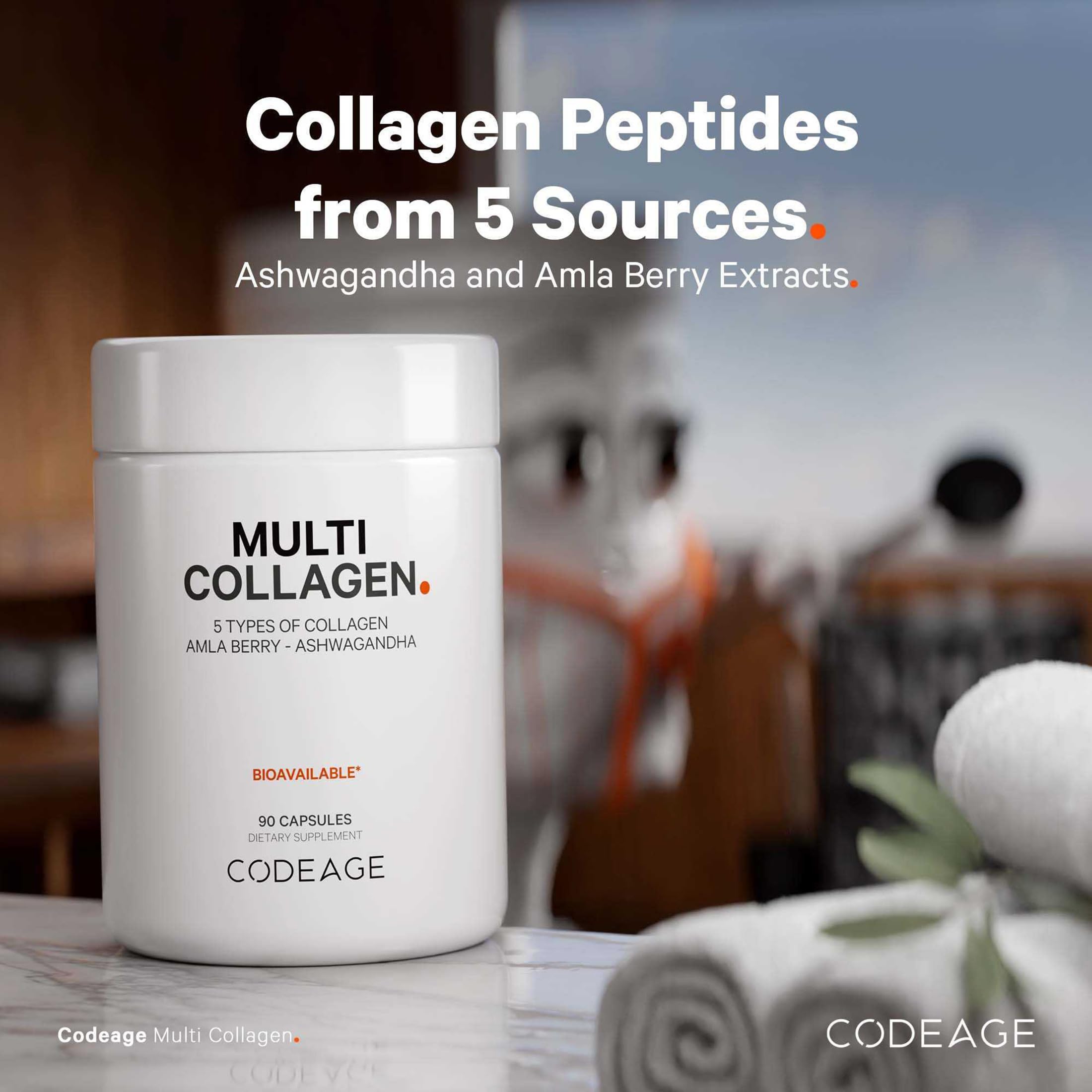 Codeage Multi Collagen Peptides Protein Capsules, 5 Collagen Types, Grass-Fed & Hydrolyzed Bovine Collagen Pills Supplement, Ashwagandha, Amla Berry Vitamins, Collagen Peptides - 90 Capsules Codeage Au supplements