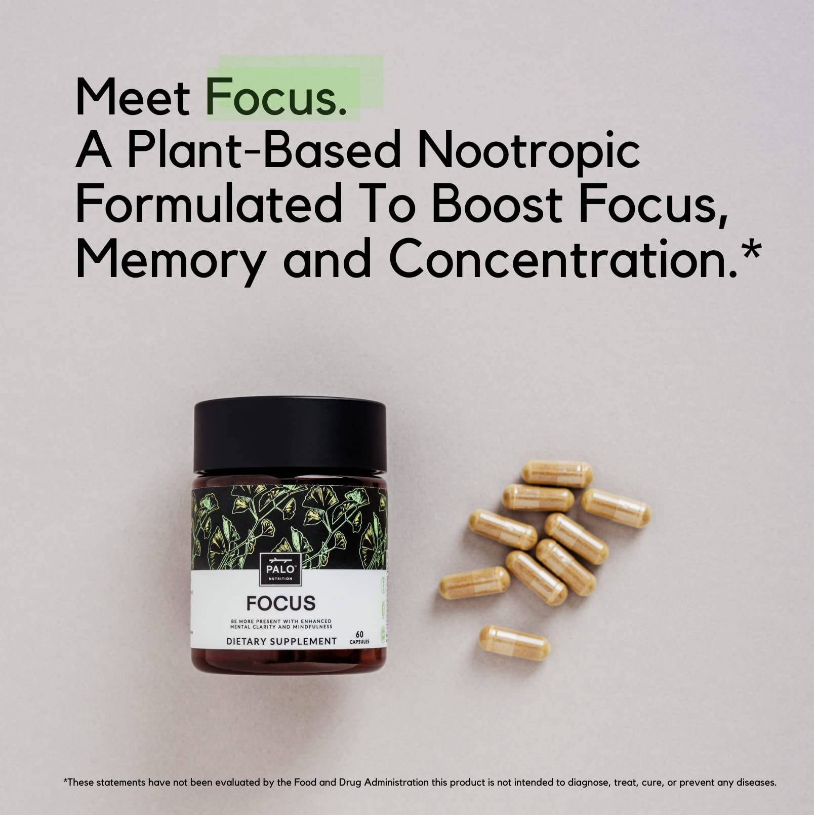 PALO Focus Brain Booster Natural Supplement Nootropic for Memory, Focus, Learning, Reall, Attention and Cognition - Ginkgo Biloba, Bacopa, Gotu Kola, Ashwagandha, Mucuna 60 Capsules PALO Au supplements