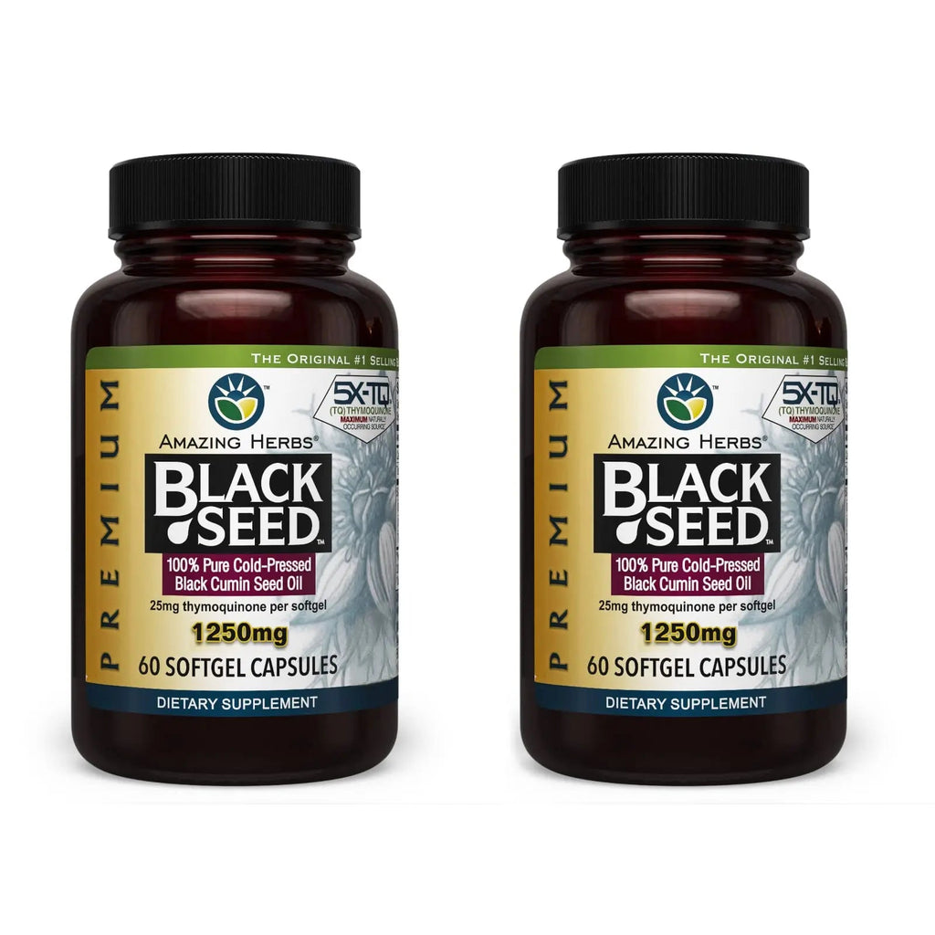 Amazing Herbs Premium Black Seed Oil Capsules - High Potency, Cold Pressed Nigella Amazing Herbs Au supplements