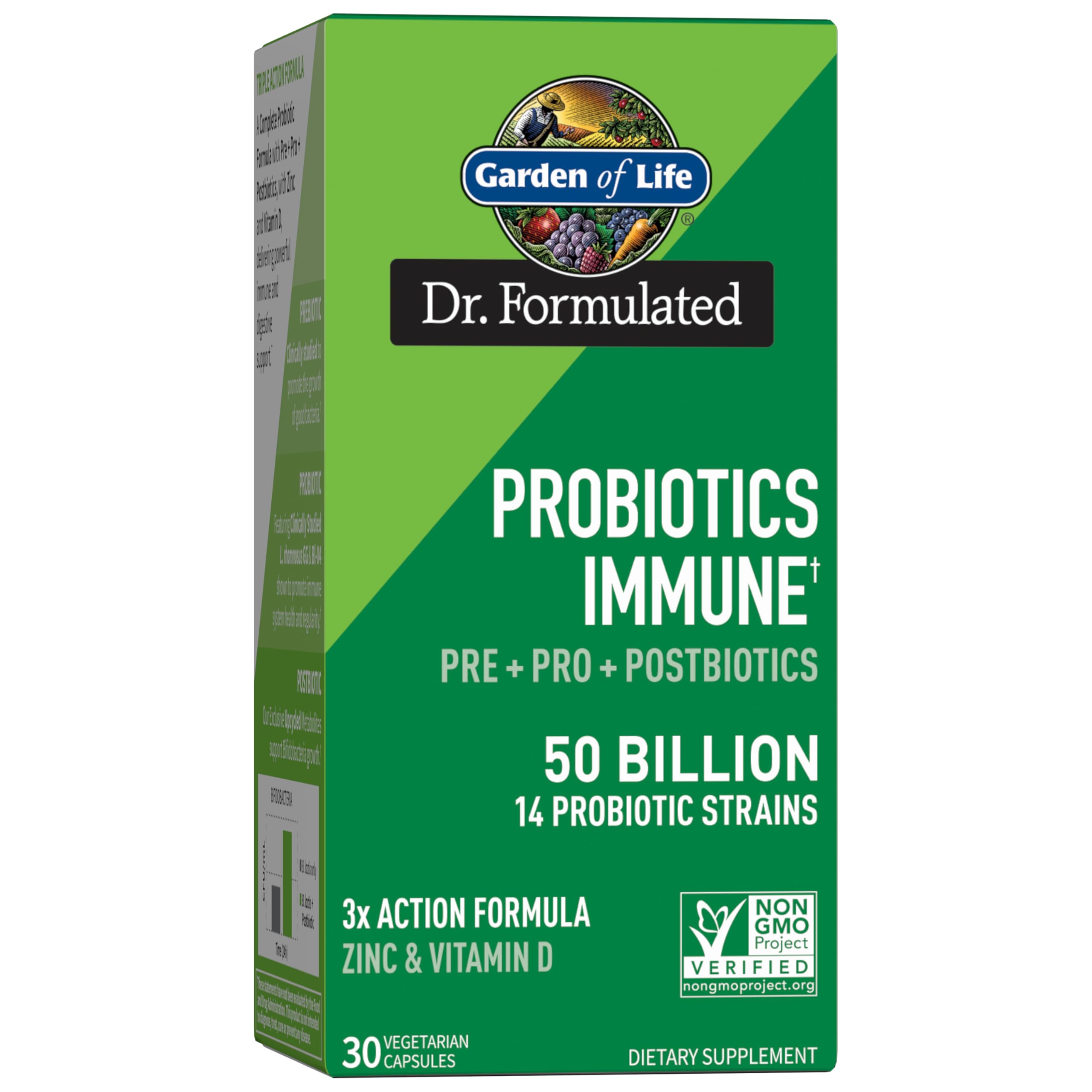 Garden of Life Dr. Formulated Pre, Post & Probiotics Immune Support with Prebiotics & Postbiotics – 50 Billion CFU, Gut & Digestive Health Support, Zinc & Vitamin D3, Vegan, 30 Day Supply Garden of Life Au supplements