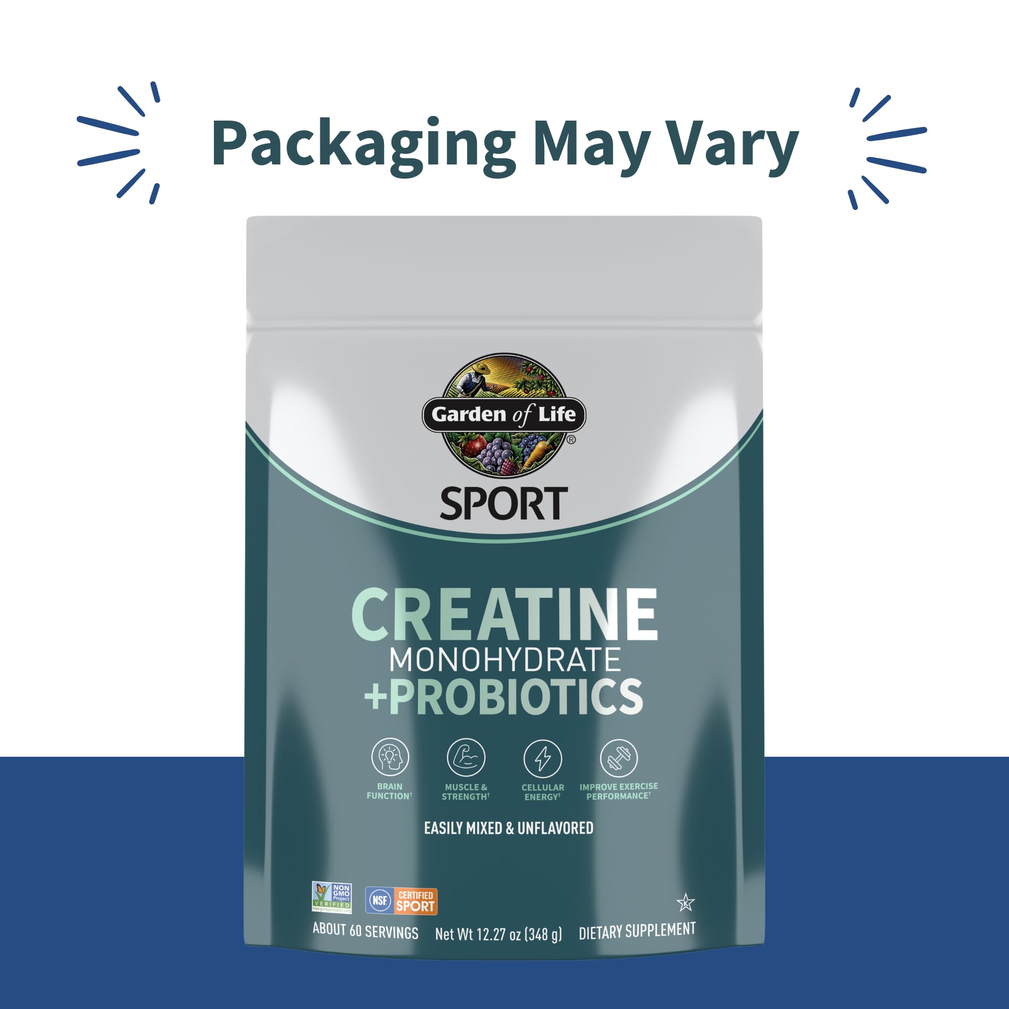 Creatine Monohydrate Powder for Women and Men by Garden of Life, Micronized Pre Workout with Probiotics for Muscle, Strength, Performance, Sport Amino Energy,