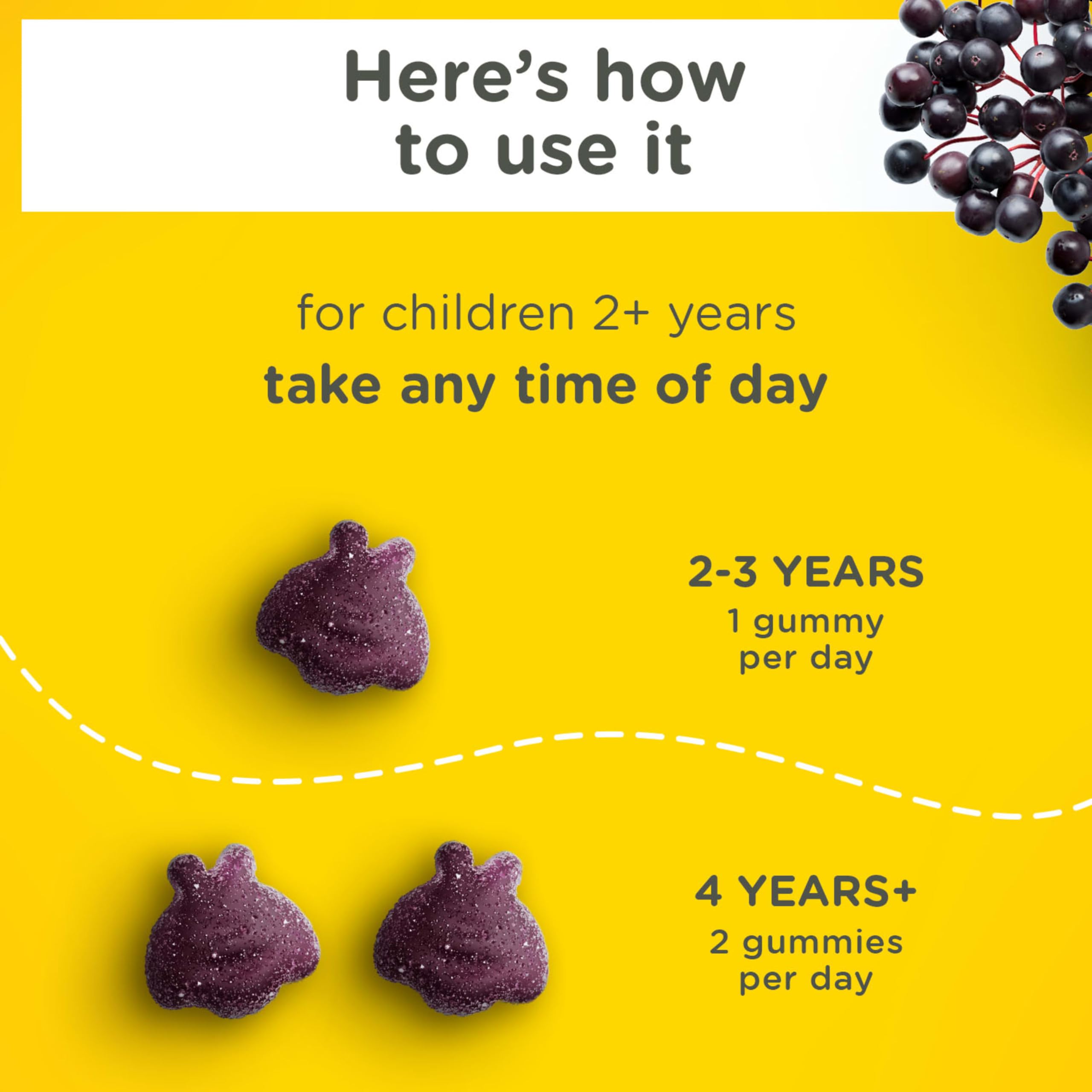 Zarbee’s Kids Elderberry Immune Support Supplement Gummies, Vitamins A C D3 E & Zinc, Elderberry Extract, Gluten & Gelatin Free