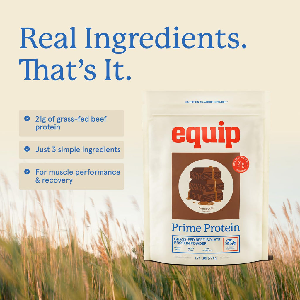Equip Foods Prime Protein Powder | Clean, Grass Fed Beef Protein Powder | Carnivore Protein Isolate | Paleo, Keto Friendly | Gluten & Dairy Free | Helps Build & Repair Tissue