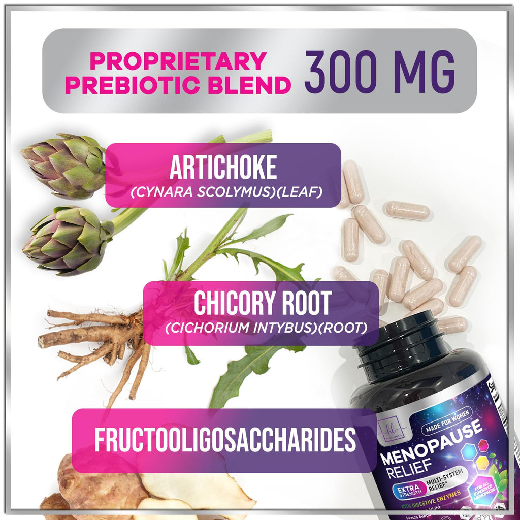 Menopause Supplements for Women - Complete Hot Flash Night Sweats & Menopause Relief Pills, 8 Billion CFU Probiotics with Dong Quai & Black Cohosh for Vaginal, Digestive Support - 60 Capsules Hello Lovely! Au supplements