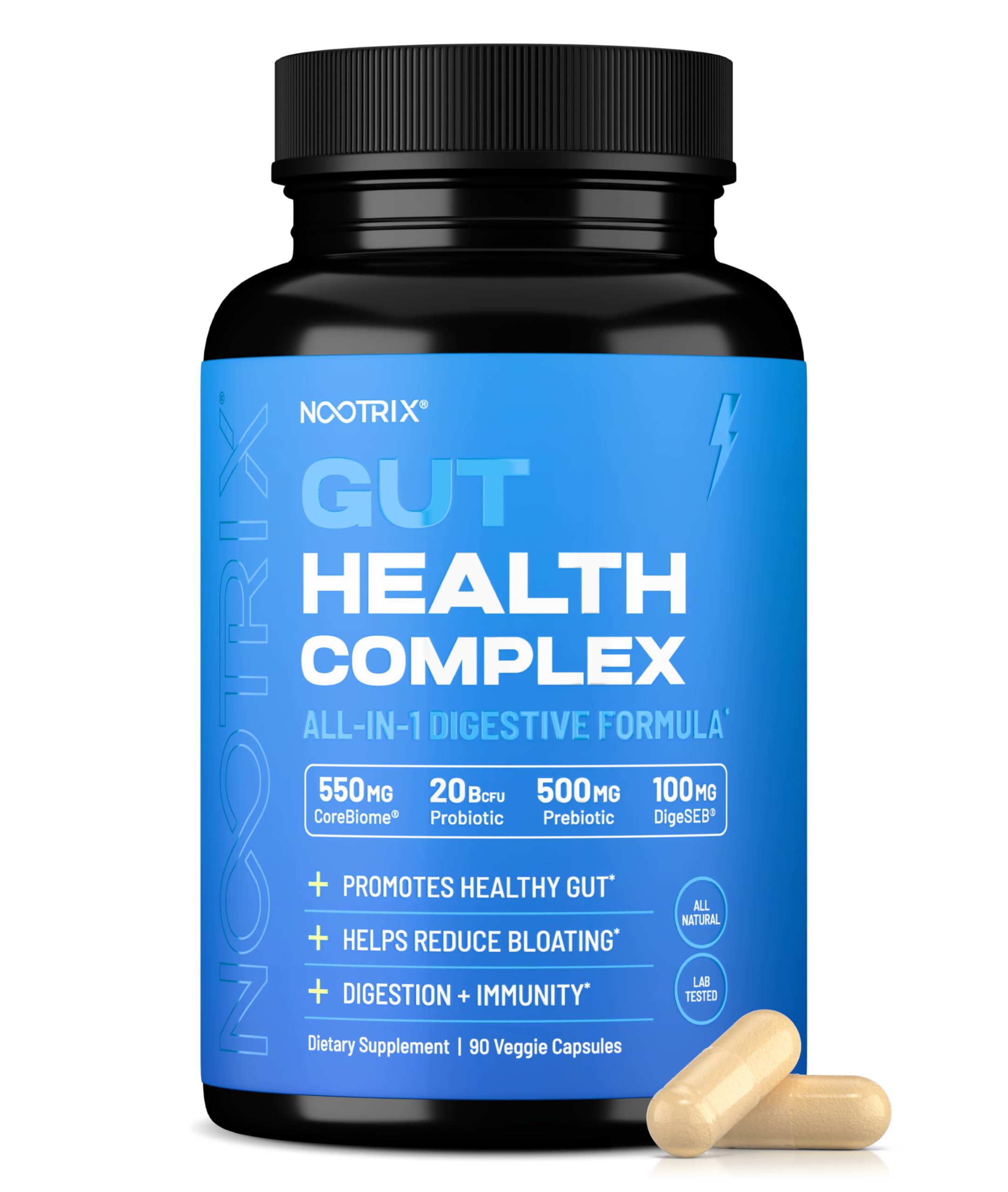 Nootrix Health Complex Supplement | Probiotics for Gut Health, Colon Cleanse & Bloating Relief | Promotes Healthy Digestion | Digestive Enzymes, Postbiotics & Prebiotics | 90 Capsules Nootrix Au supplements