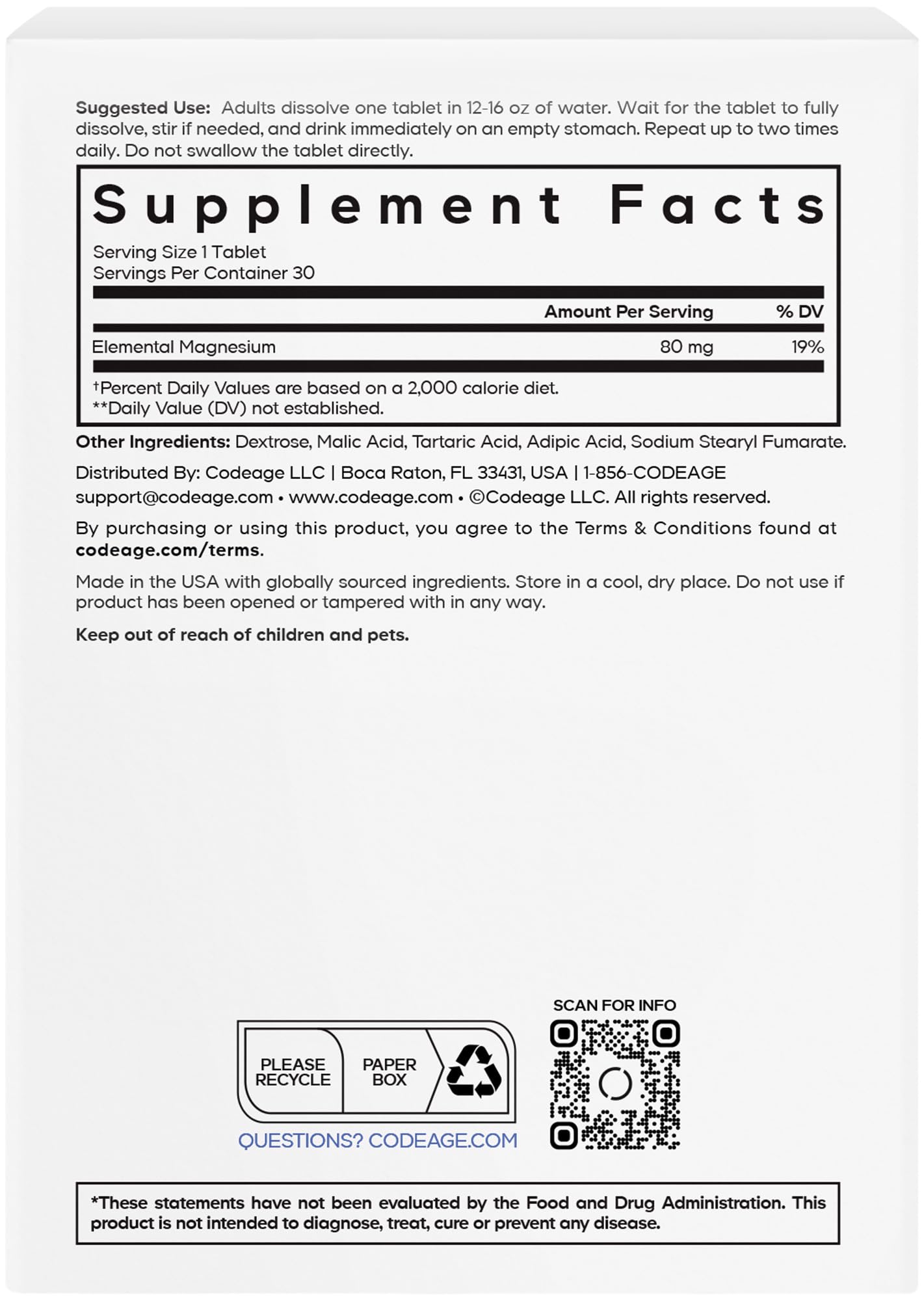 Codeage Molecular Hydrogen Supplement - Fast-Dissolving 12 PPM Hydrogen Water Tablets with Elemental Magnesium - Hydration Tablet Body Function - Unflavored, Vegan, Non-GMO, Gluten-Free - 30 Tablets Codeage Au supplements