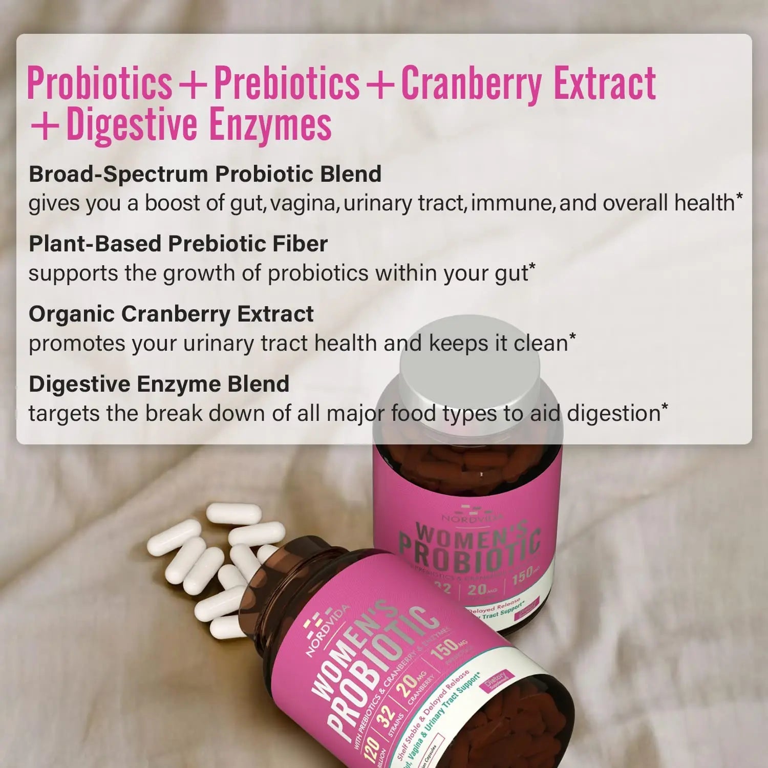 NordVida Women's Probiotic, 120 Billion & 32 Strains, Shelf Stable Probiotic for Gut Nordvida Au supplements