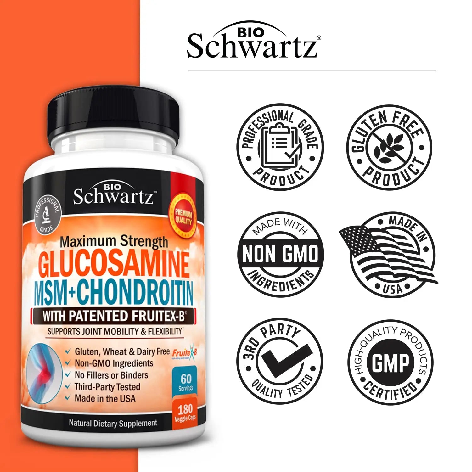 Glucosamine Chondroitin MSM 2110mg - Joint Support Supplement with Turmeric BioSchwartz Au supplements