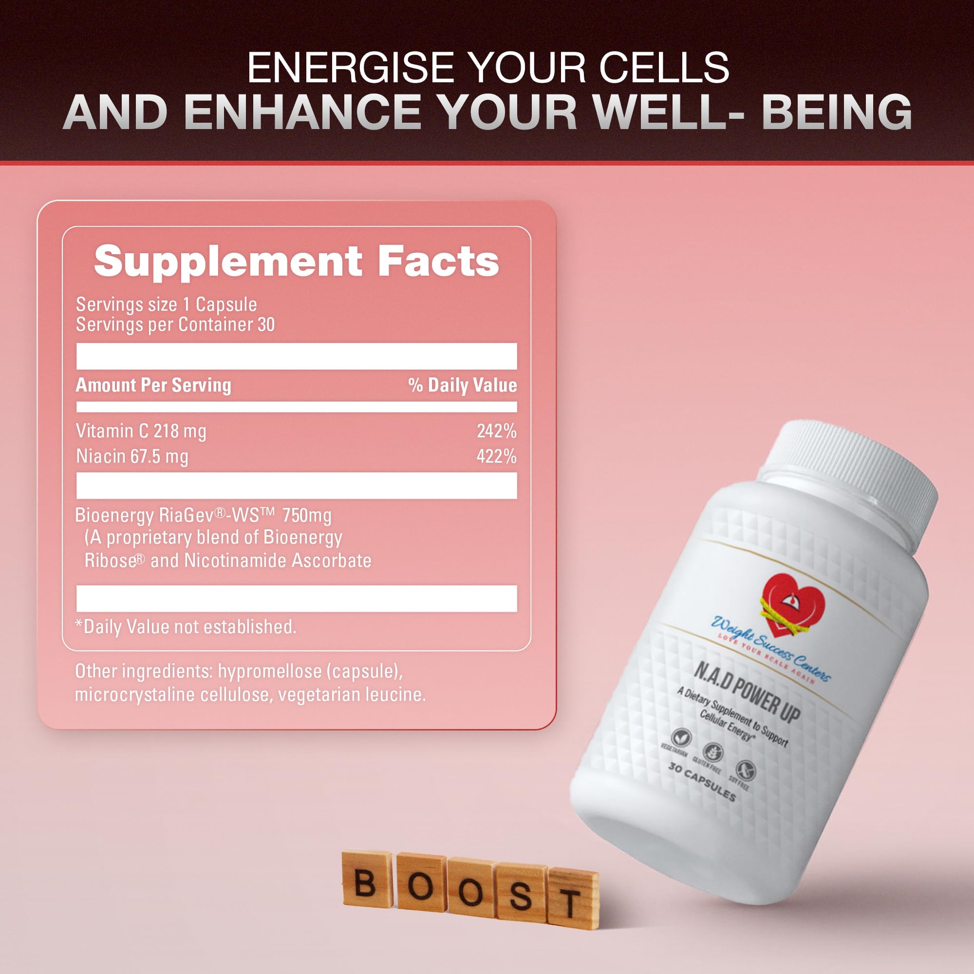 Weight Success Centers NAD+ Power Up Liposomal NAD+ Supplement – High Potency for Cellular Energy & Healthy Aging – Vegan, Gluten-Free, Non-GMO – for Men & Women – 30-Day Supply Weight Success Centers Au supplements