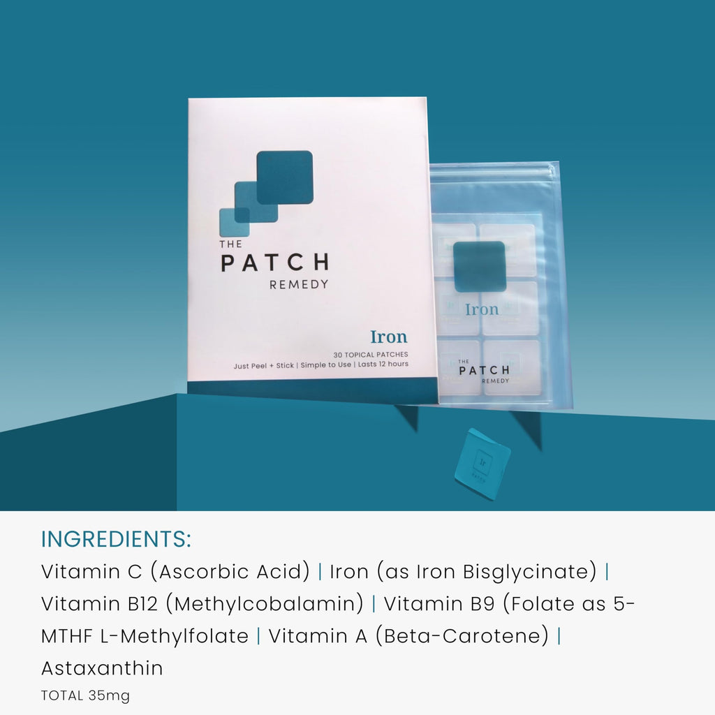 The Patch Remedy Period Patch & Iron Patches Kit - 30 PMS Menstrual Patches for Women with Vitex Chasteberry, Magnesium, Evening Primrose Oil, Dong Quai Extract, Curcumin, Vitamin B6 & E, Iron The Patch Remedy Au supplements