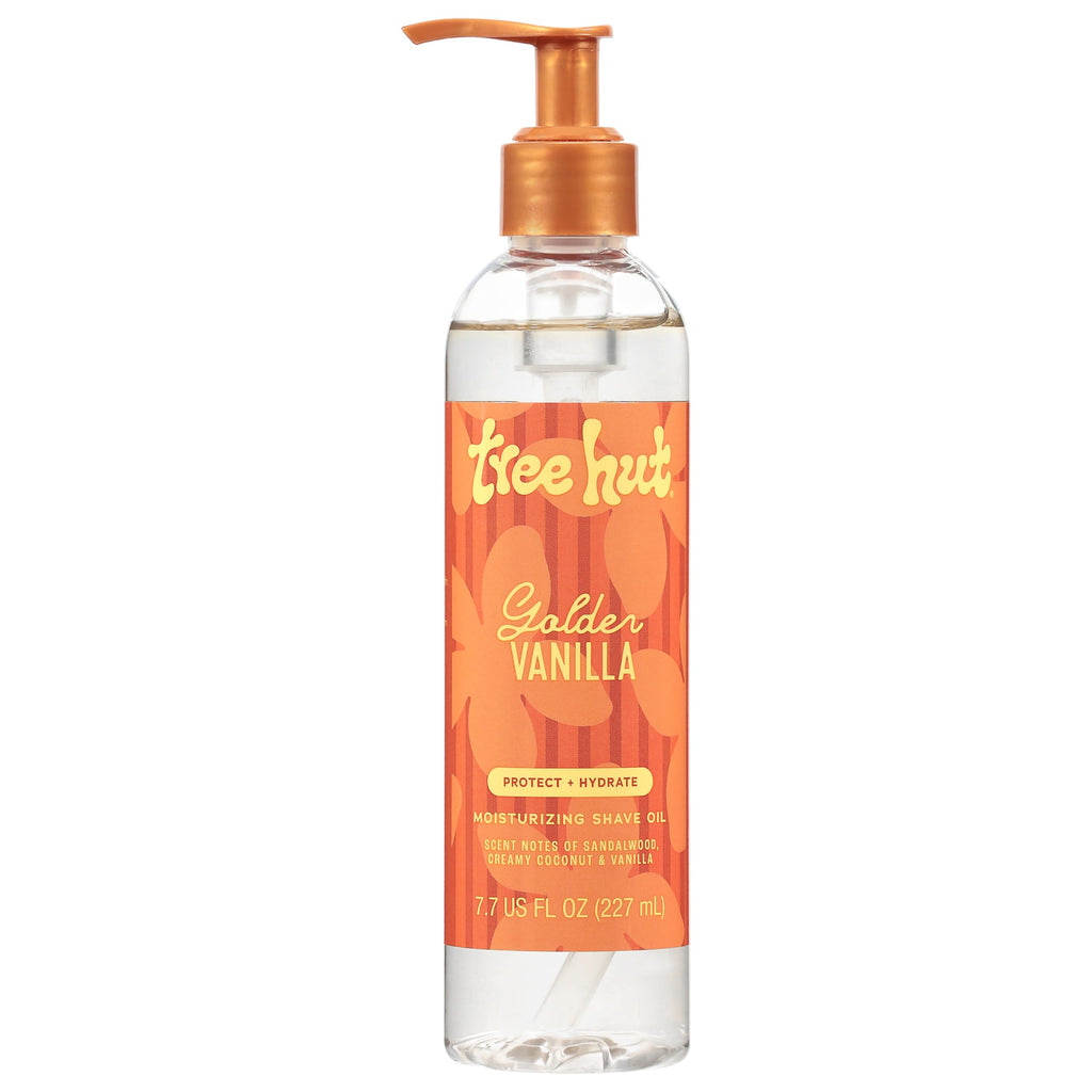Tree Hut Golden Vanilla Moisturizing Shave Oil, Hydrating & Nourishing Shave with Shea Butter & Natural Oils, Helps Prevent Bumps & Irritation