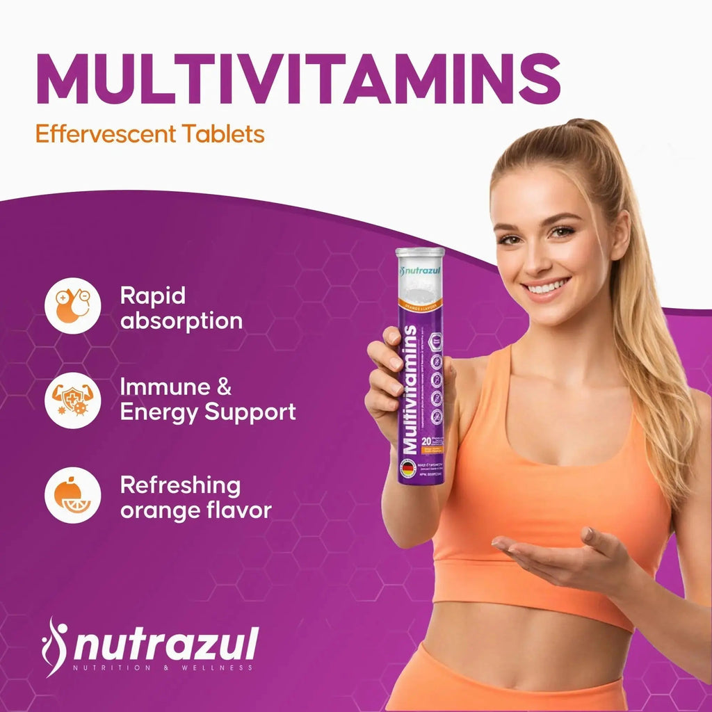nutrazul Multivitamin Effervescent Tablets, Supplement for Daily Wellness & 9 Essential Vitamins, Contains Vitamin with Vitamin C & B Complex nutrazul Au supplements