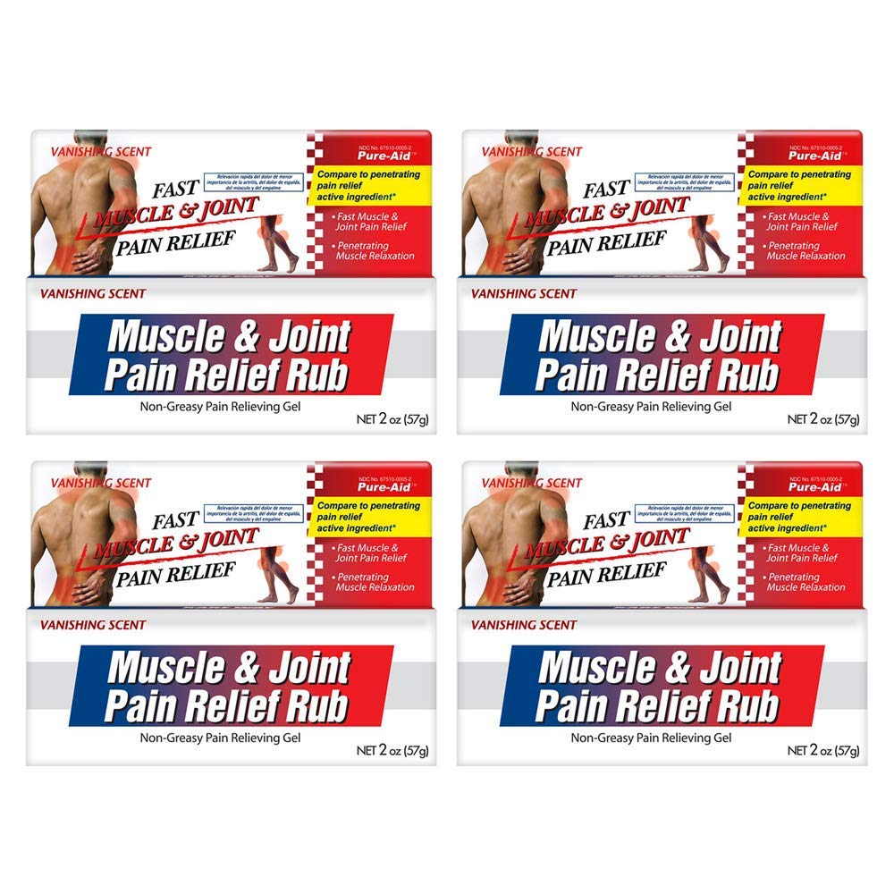 Pure-Aid Muscle & Joint Pain Relief Rub, Fast Relief from Minor Arthritis, Backache, Muscle & Joint Pain Non-Greasy Cream, 2oz (4pk) Pure-Aid Au supplements