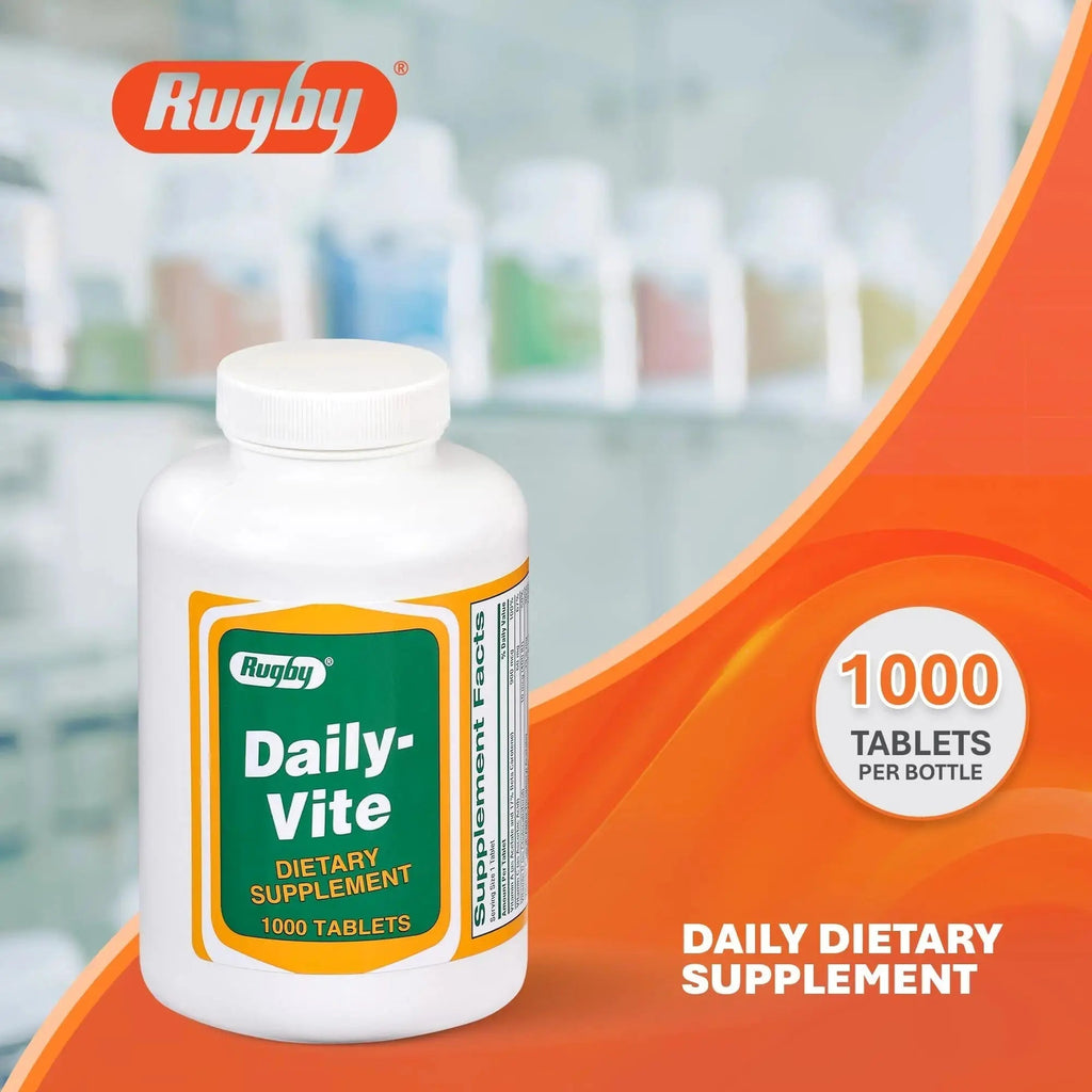 Rugby Daily-Vite Multivitamin Tablets, Gluten-Free Dietary Supplement for Adults, Supports Overall Health, No Artificial Flavors - 1000 Count (1 Pack) RUGBY LABORATORIES Au supplements