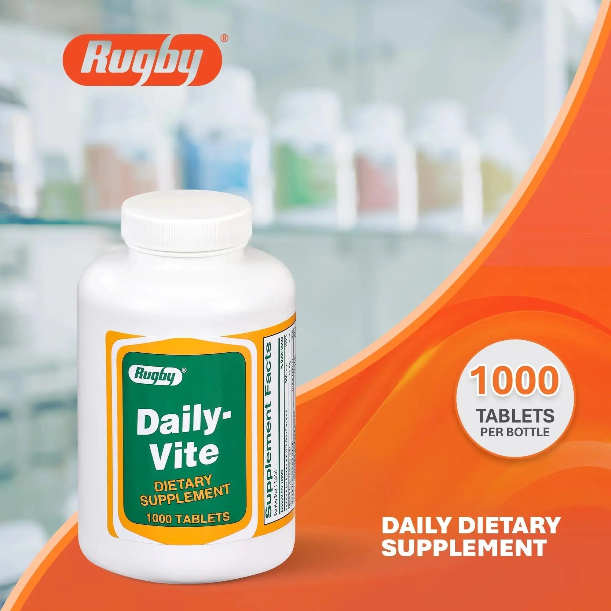 Rugby Daily-Vite Multivitamin Tablets, Gluten-Free Dietary Supplement for Adults, Supports Overall Health, No Artificial Flavors - 1000 Count (1 Pack) RUGBY LABORATORIES Au supplements