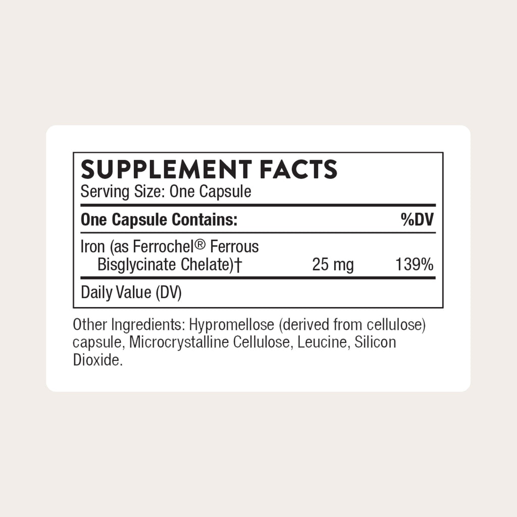 THORNE - Iron Bisglycinate - 25 mg Iron Supplement for Enhanced Absorption Without Gastrointestinal Side Effects