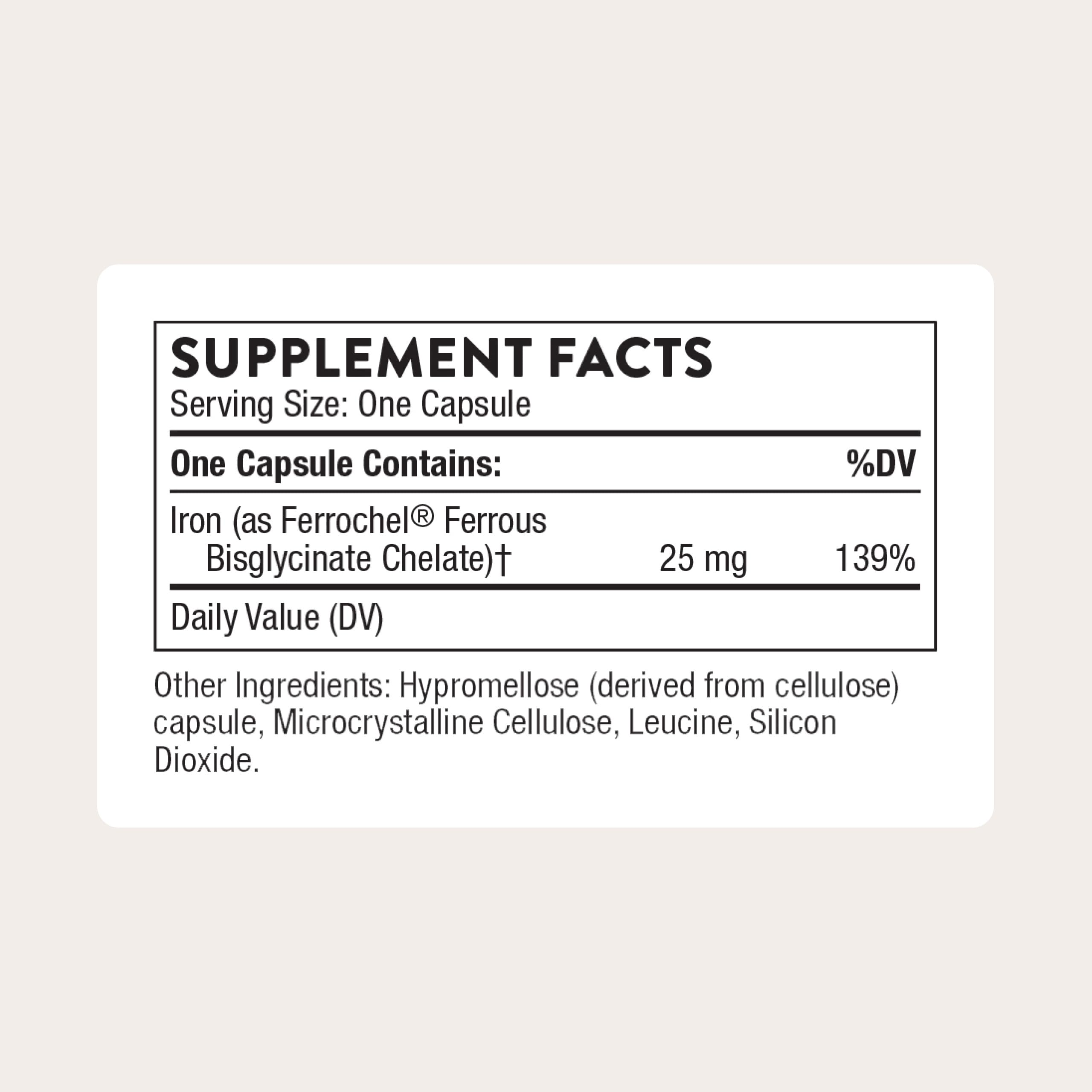 THORNE - Iron Bisglycinate - 25 mg Iron Supplement for Enhanced Absorption Without Gastrointestinal Side Effects