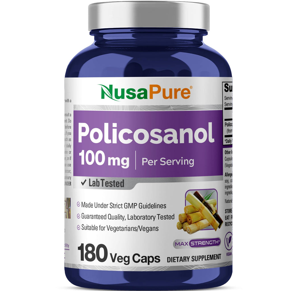 NusaPure Policosanol 100mg 180 Veggie Capsules (Vegan, Non-GMO) NusaPure Au supplements
