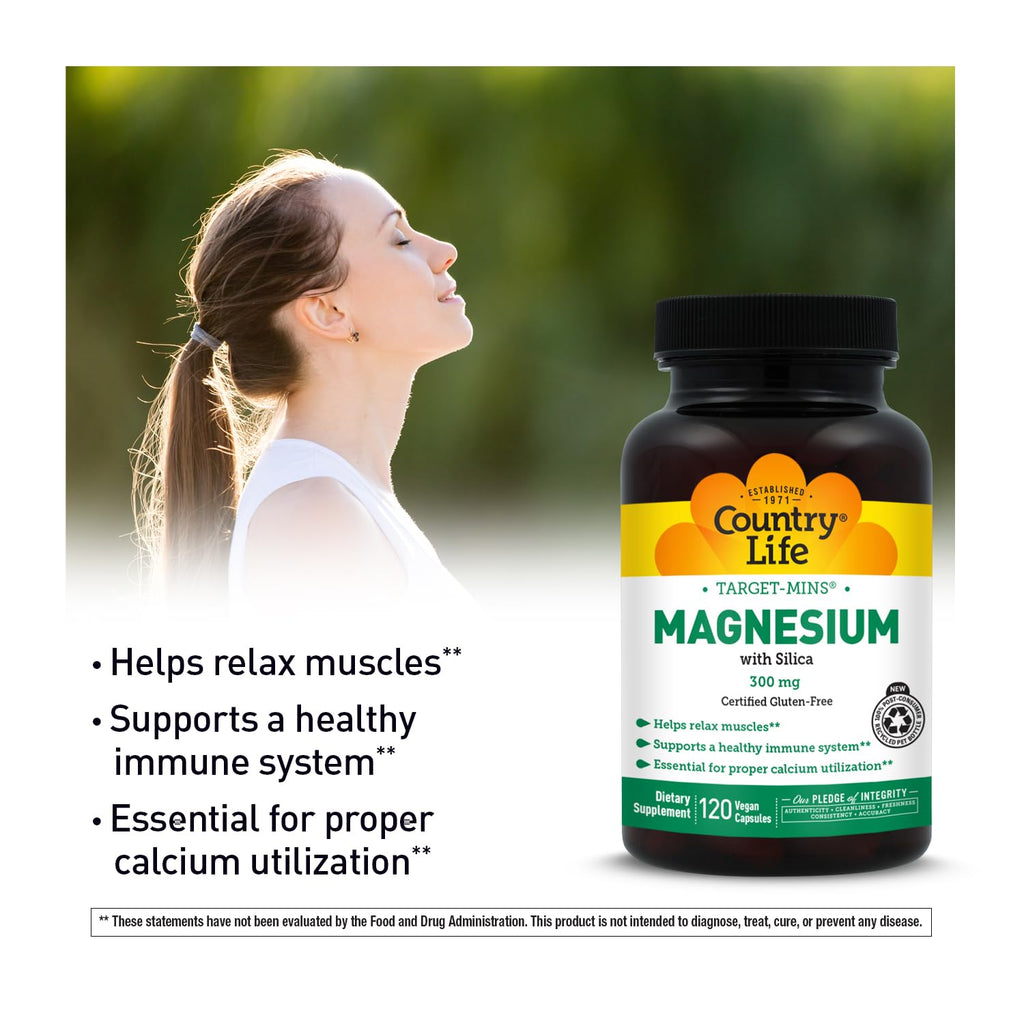 Target-Mins Magnesium with Silica 300 mg 120 Vegetarian Capsules Country Life Au supplements