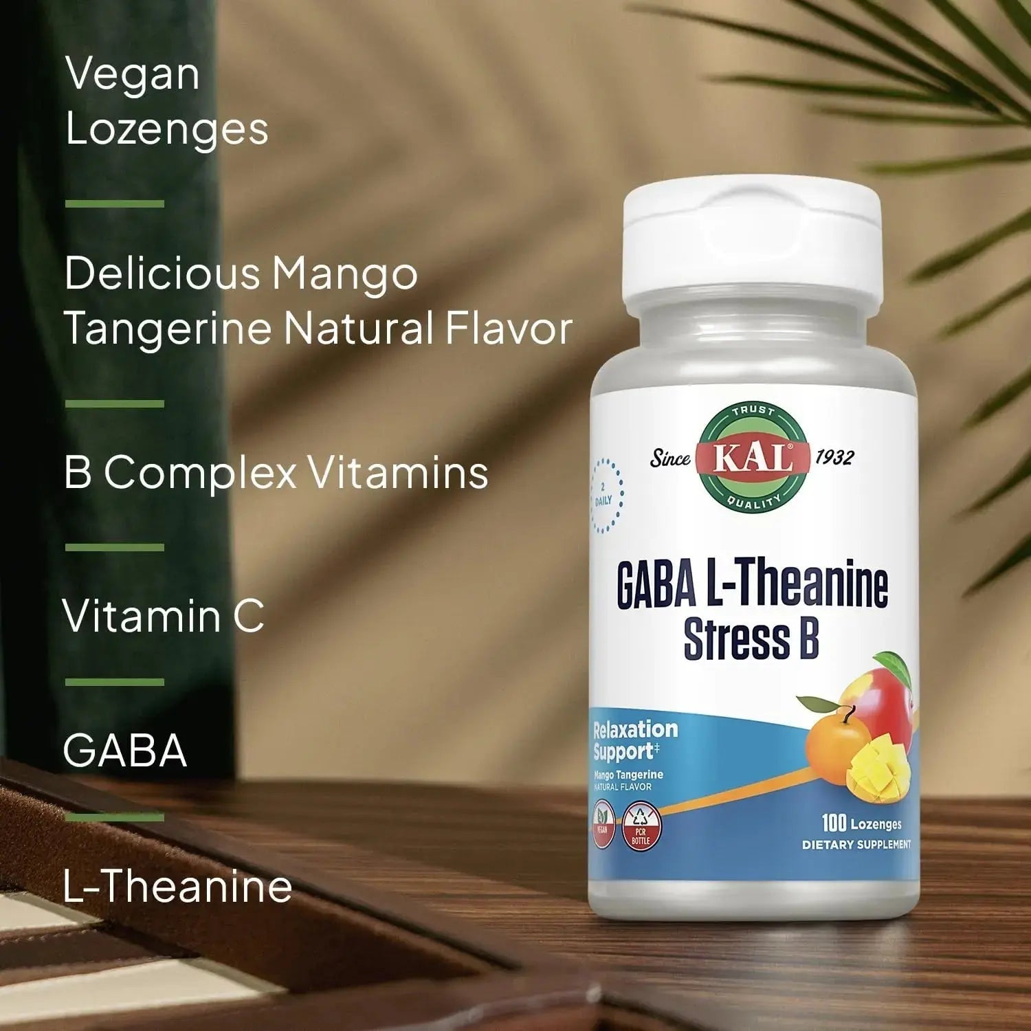 KAL GABA L-Theanine Stress B Lozenge, B Complex Vitamin Supplement, Healthy Relaxation, Mood & Focus Support KAL Au supplements